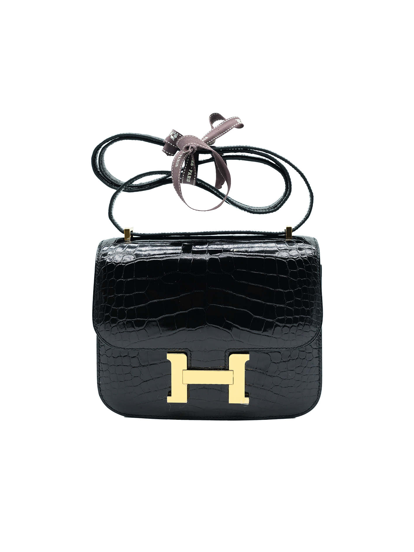 NEW HERMÈS CONSTANCE 19 ALLIGATOR CROCODILE BLACK GHW