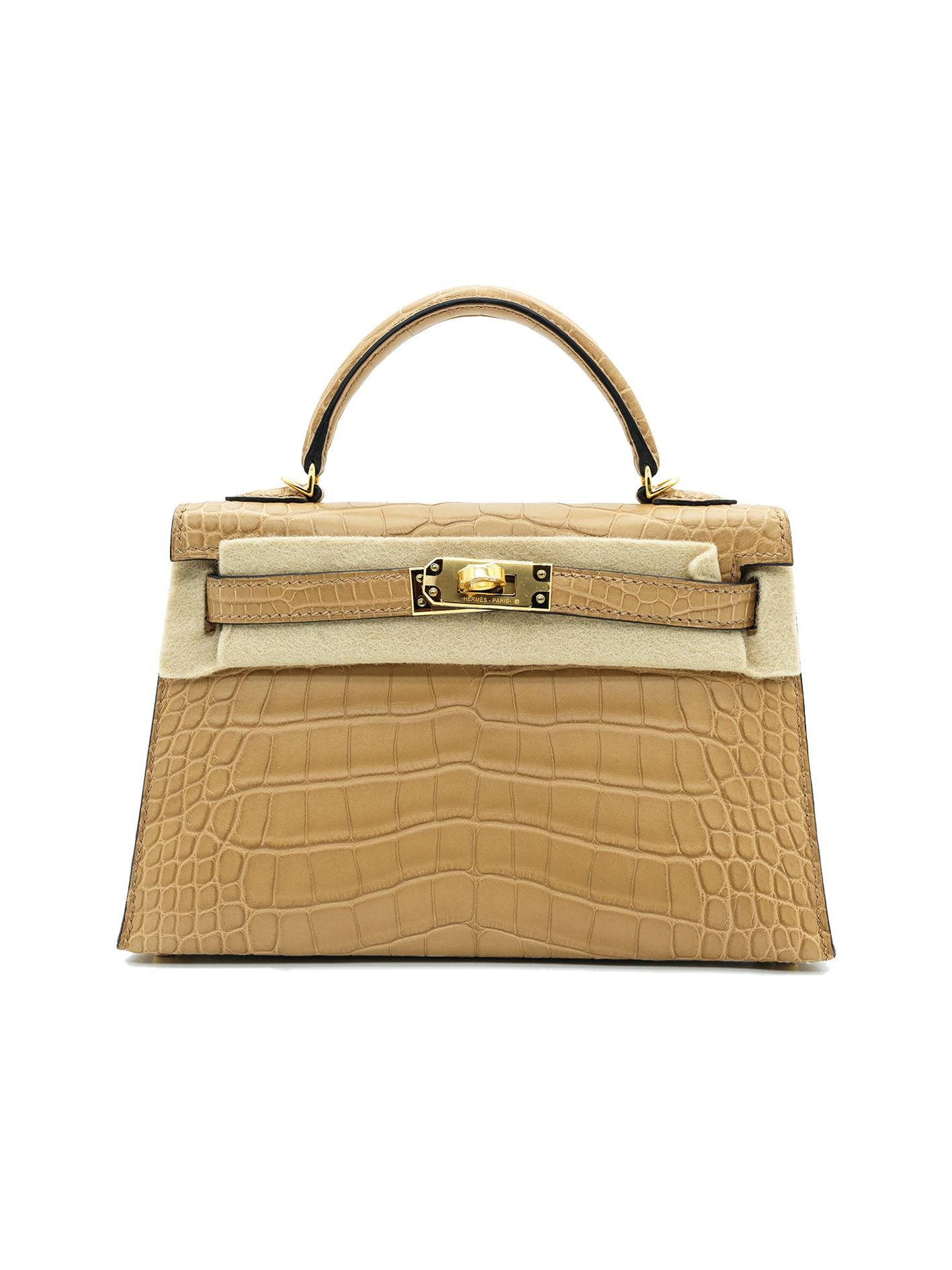 NEW HERMÈS MINI KELLY II ALLIGATOR CROCODILE CHAI GHW