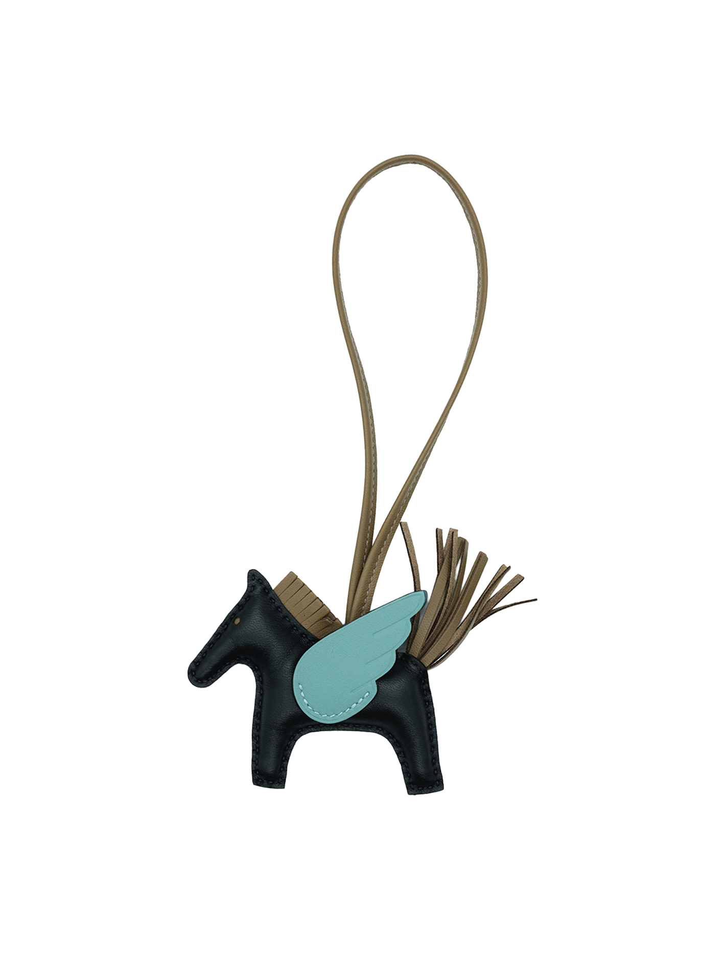 NEW HERMÈS RODEO PEGASE CHARM BLACK/ ETOUPE/ CIEL SWIFT