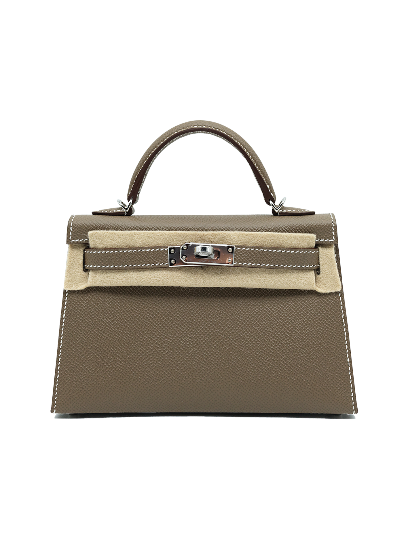 NEW HERMÈS MINI KELLY II EPSOM ETOUPE PHW