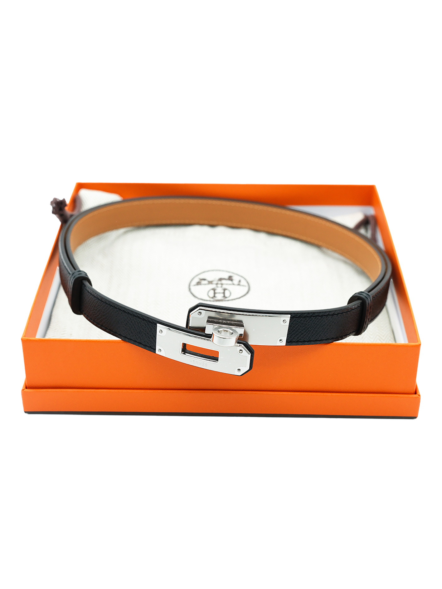 NEW HERMÈS KELLY BELT EPSOM BLACK PHW