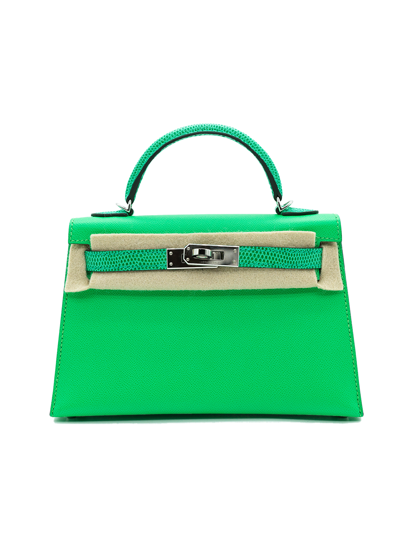 PRE-LOVED HERMÈS MINI KELLY II TOUCH NILOTICUS LIZARD/ MADAME VERT COMICS PHW