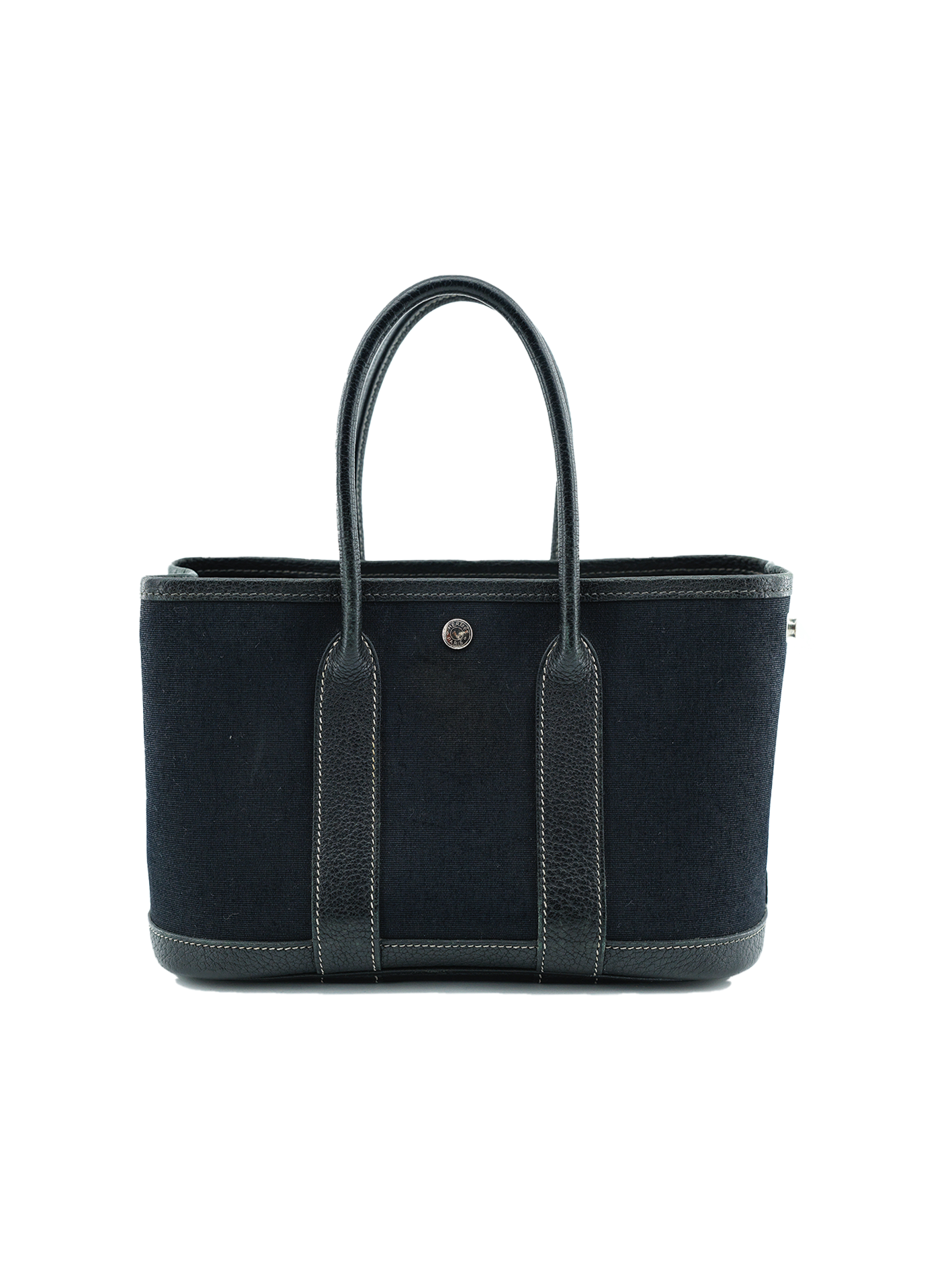 PRE-LOVED HERMÈS MINI GARDEN PARTY TOILE/ TAURILLON CLEMENCE BLACK PHW