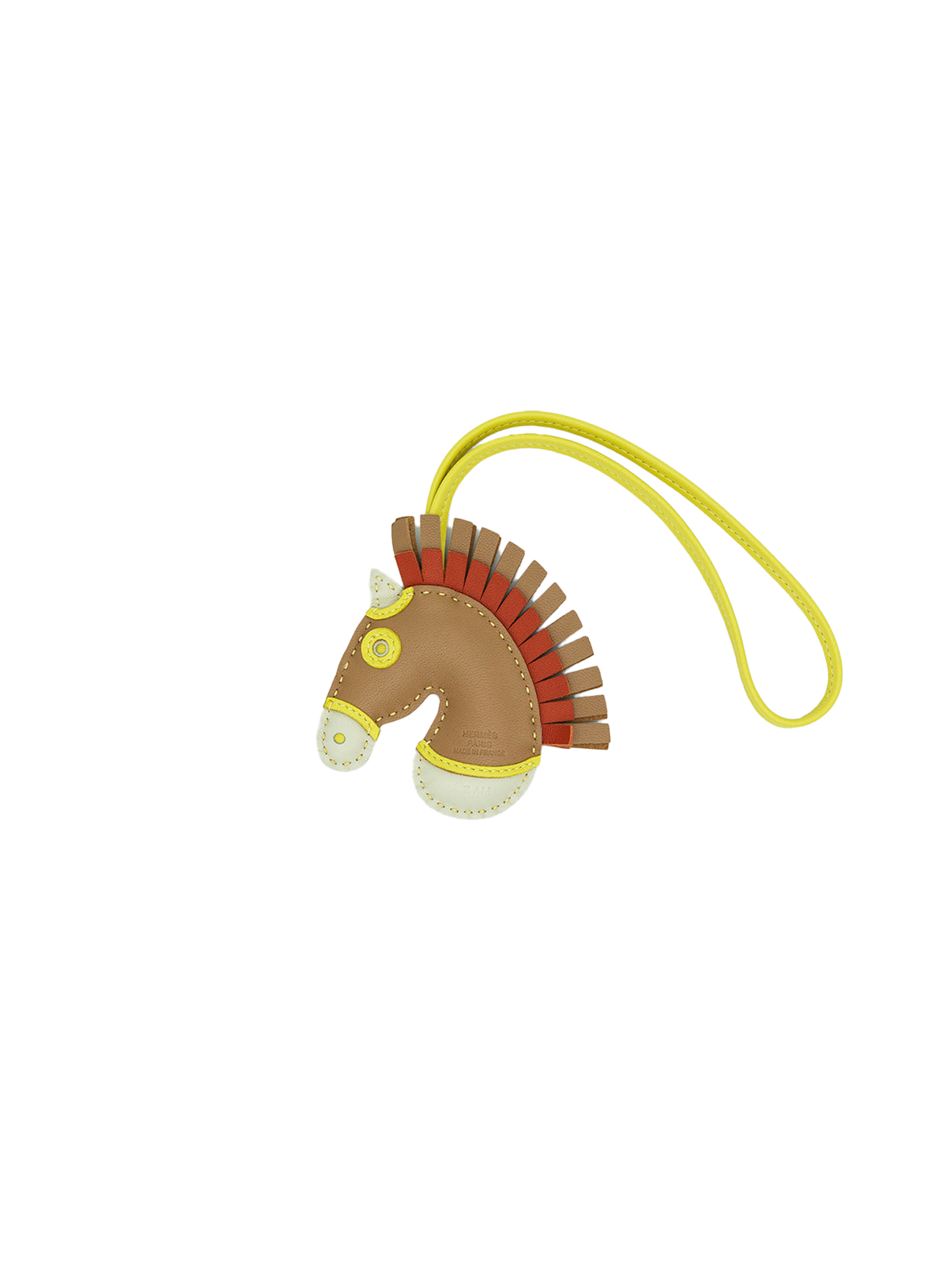 NEW HERMÈS GEEGEE BAG CHARM CRAIE/ CHAI/ CORNALINE SWIFT