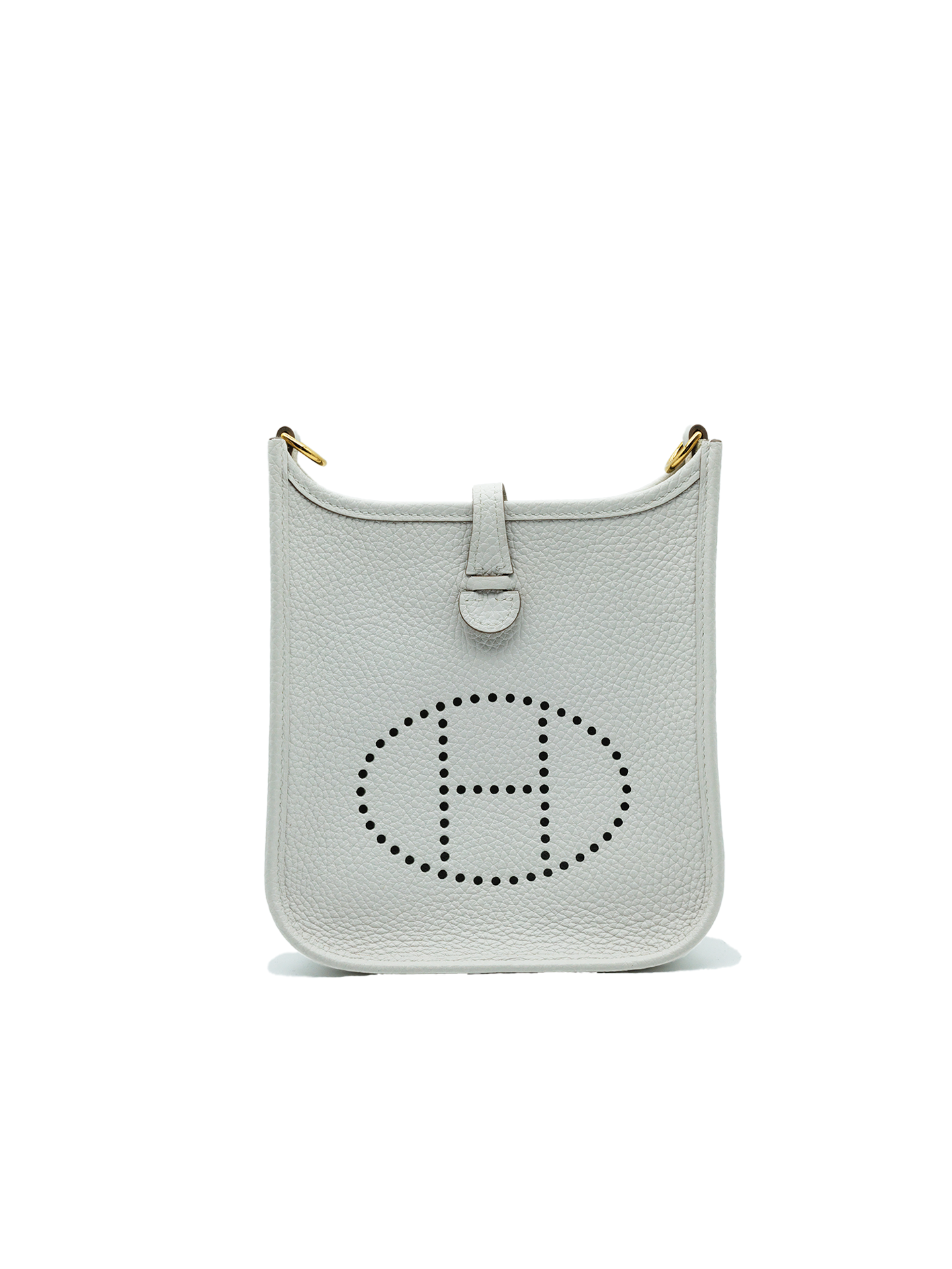 PRE-LOVED HERMÈS MINI EVELYNE TAURILLON CLEMENCE GRIS PALE GHW