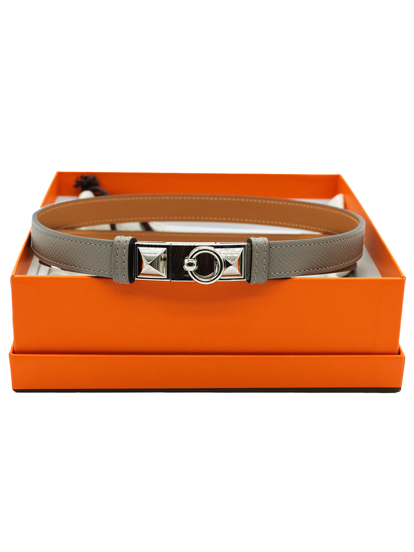 PRE-LOVED HERMÈS RIVALE 18 BELT EPSOM ETOUPE/ GOLD PHW