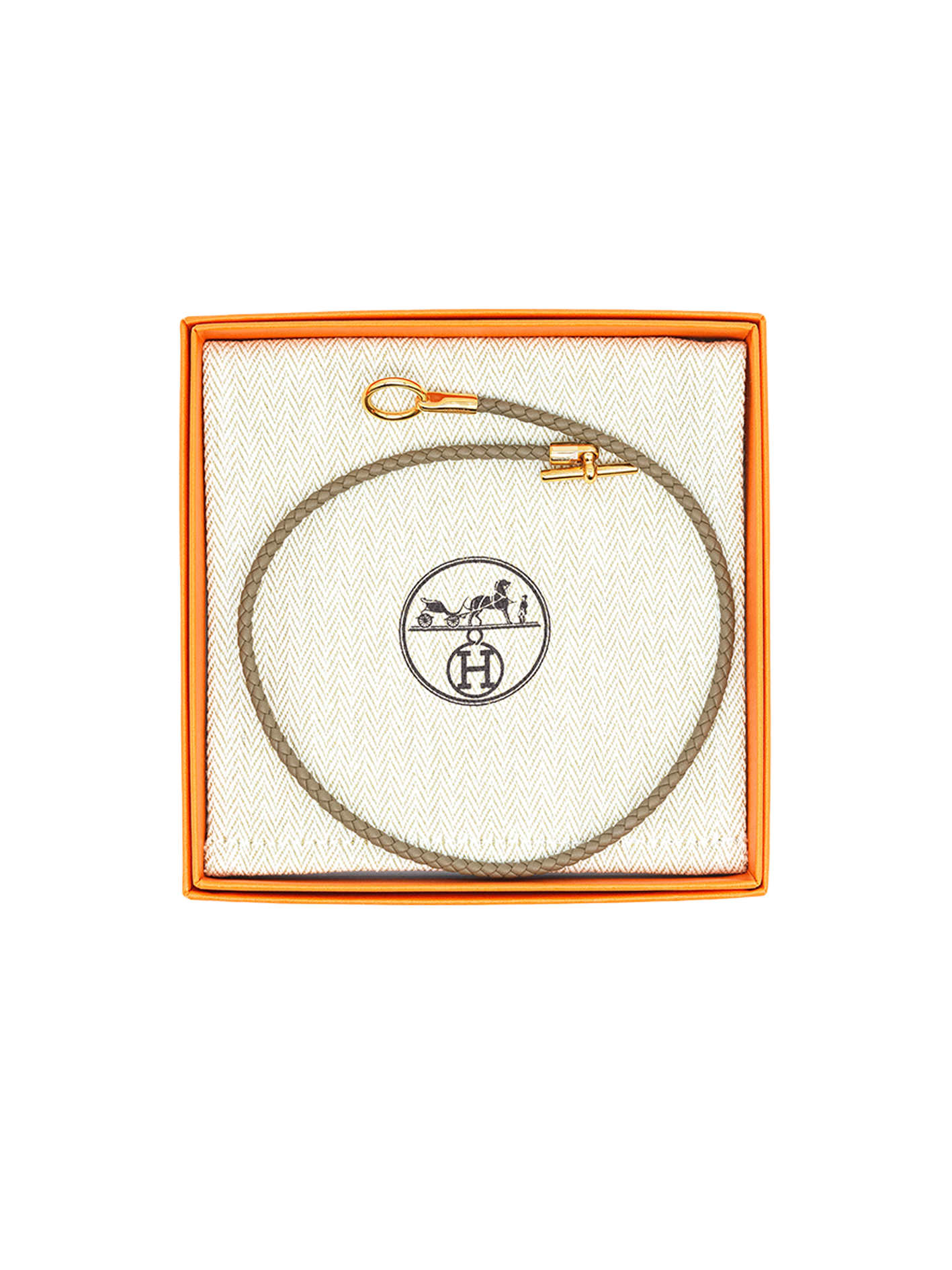 NEW HERMÈS NECKLACE GLENAN SWIFT ETOUPE GHW