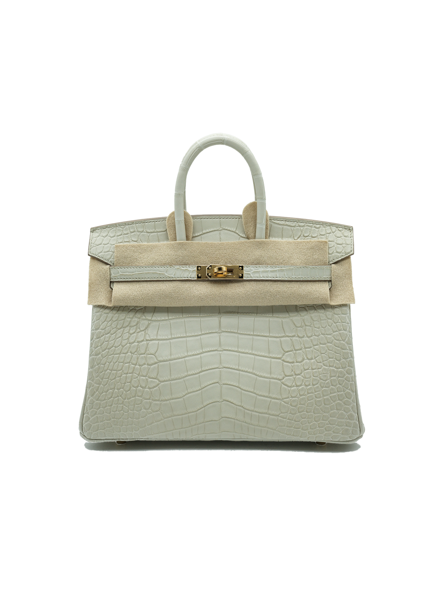 NEW HERMÈS BIRKIN 25 ALLIGATOR CROCODILE BETON GOLD HARDWARE