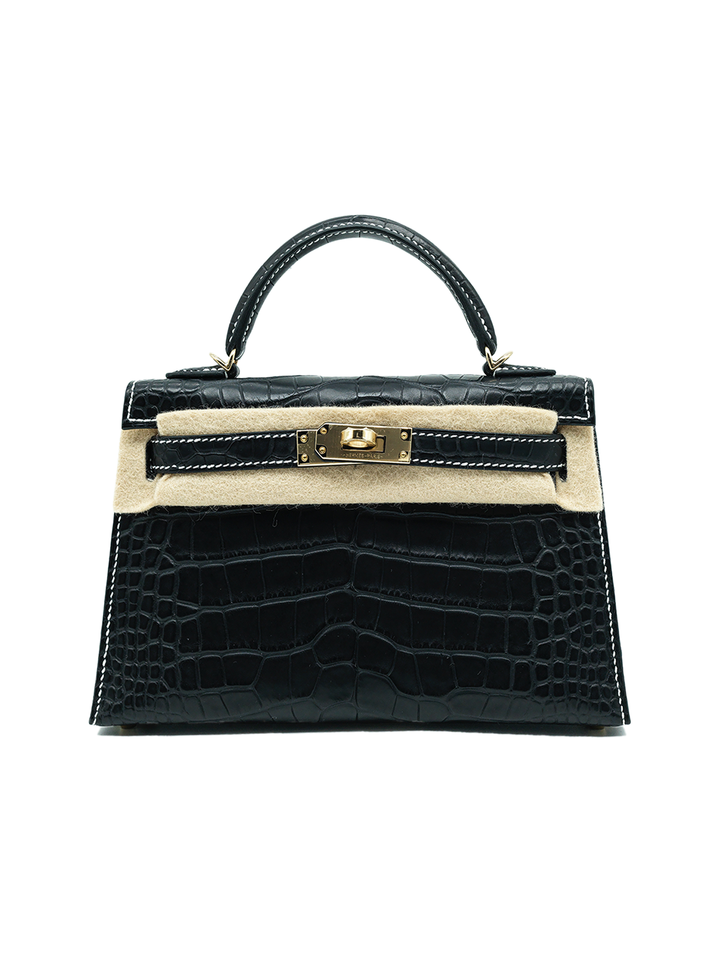 NEW HERMÈS MINI KELLY II ALLIGATOR CROCODILE BLACK PBHW