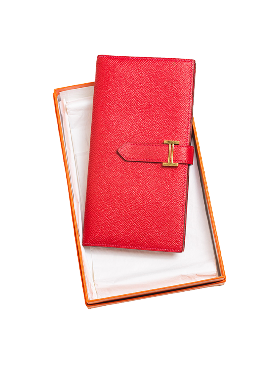PRE-LOVED HERMÈS BEARN WALLET EPSOM ROUGE GHW