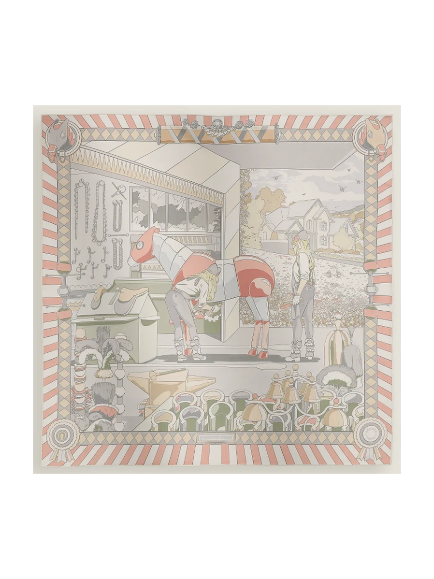 NEW HERMÈS CARRE PONY PIT STOP DOUBLE FACE SCARF