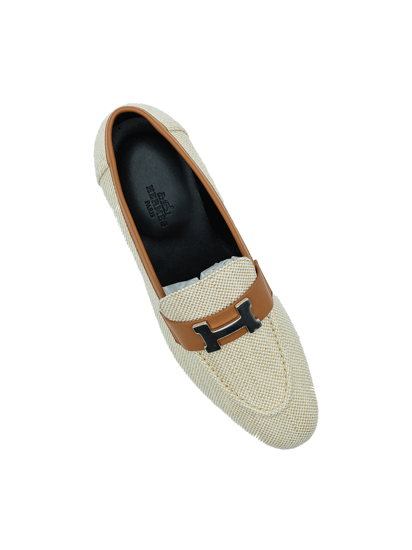 NEW HERMÈS MOCASSIM PARIS BEIGE/ NATUREL PHW