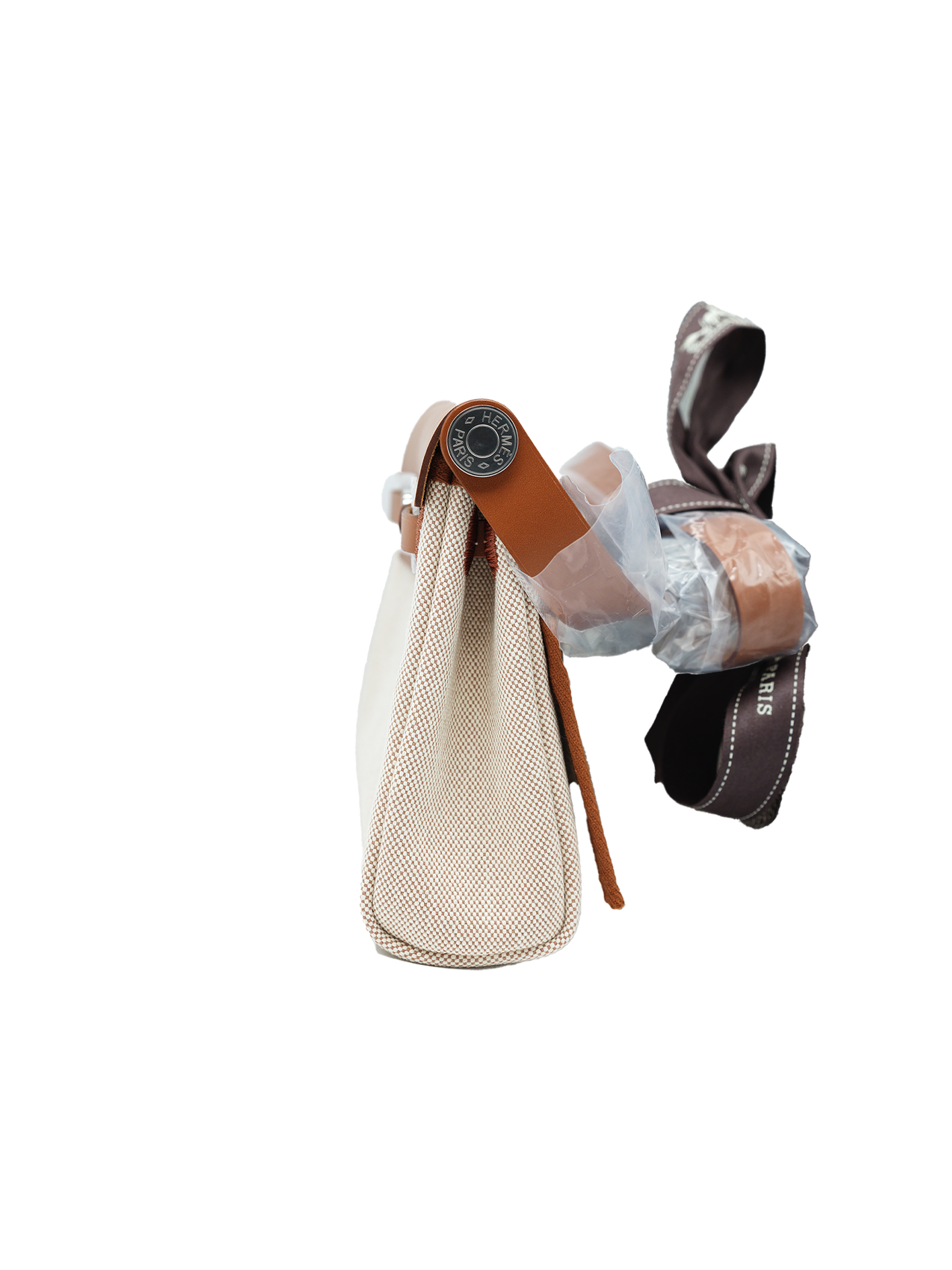 NEW HERMÈS MINI HERBAG TOILE/ SWIFT FAUVE PHW