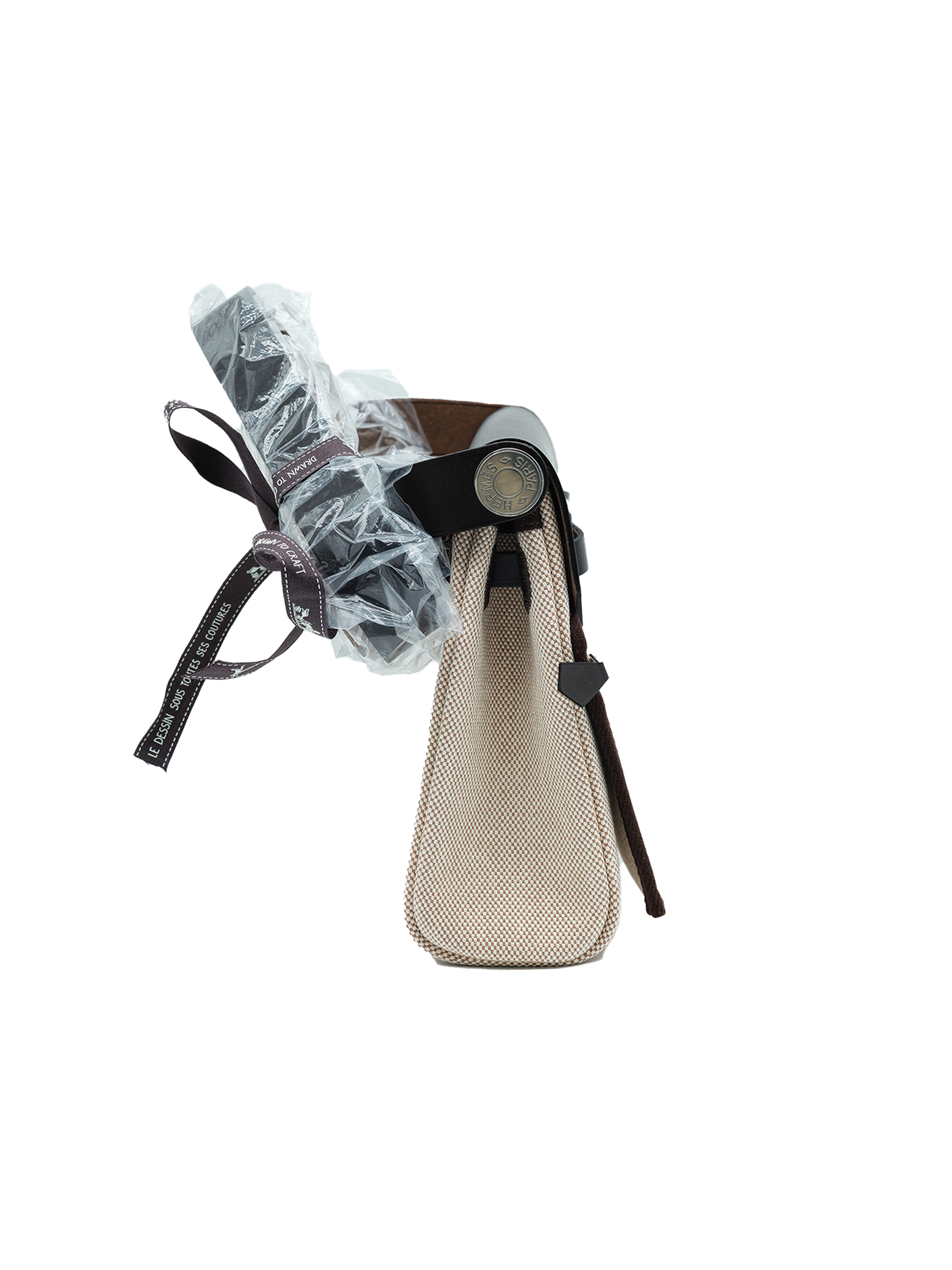 NEW HERMÈS MINI HERBAG TOILE EBENE PHW