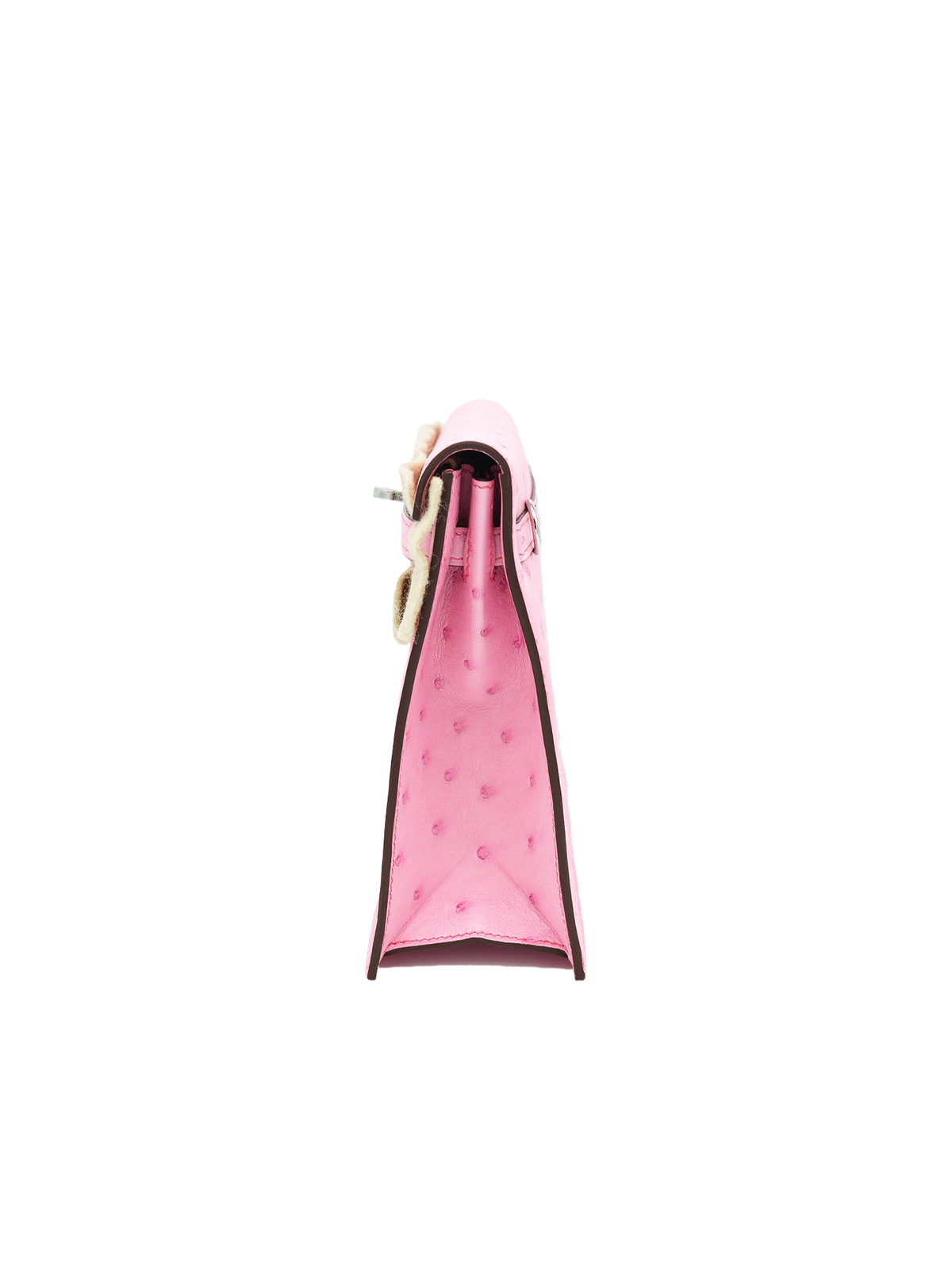 NEW HERMÈS KELLY DANSE OSTRICH ROSE BUBBLEGUM PHW