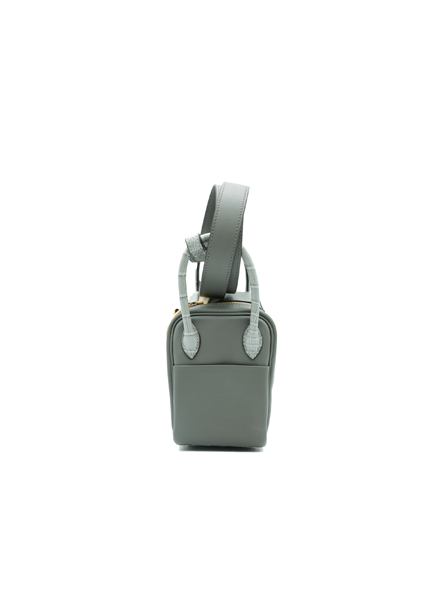 PRE-LOVED HERMÈS MINI LINDY TOUCH SWIFT/ ALLIGATOR CROCODILE GRIS MEYER/ GRIS PERLE GHW