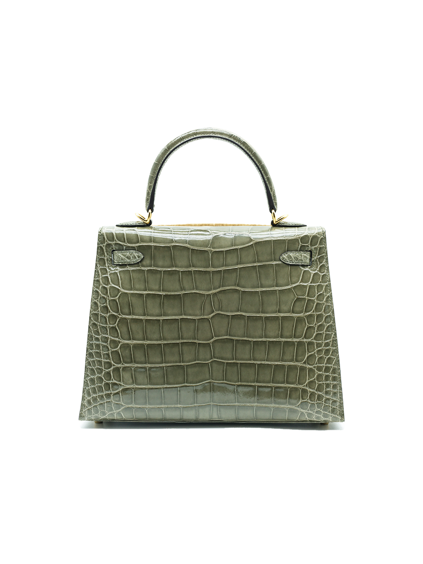 NEW HERMÈS KELLY 25 ALLIGATOR CROCODILE GRIS TOURTERELLE GHW