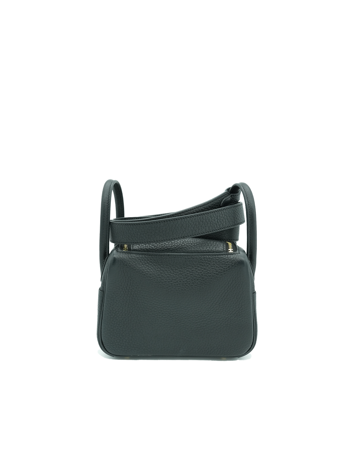 PRE-LOVED HERMÈS MINI LINDY TAURILLON CLEMENCE BLACK GHW