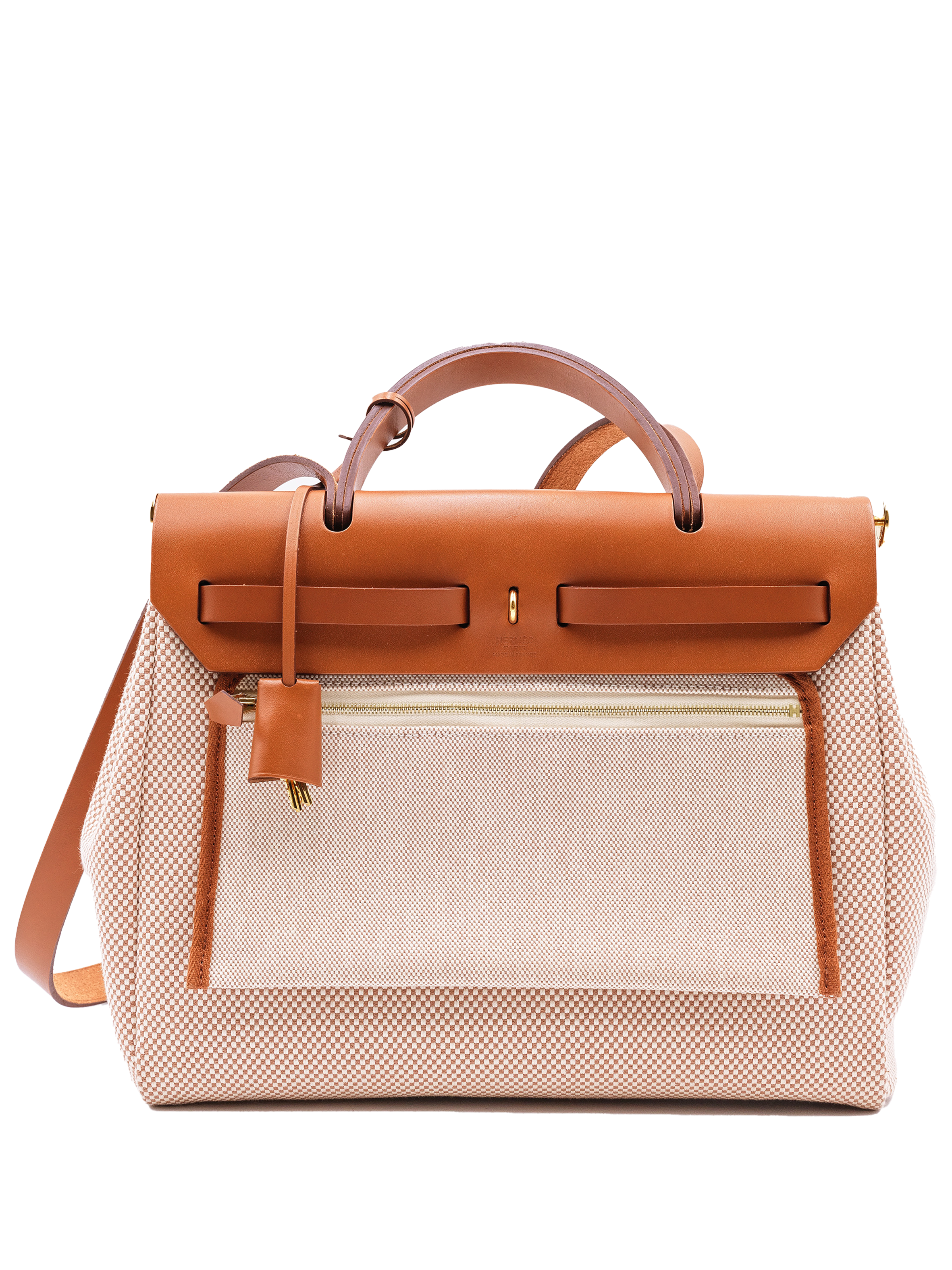 二手 HERBAG 31 TOILE ECRU BEIGE/ FAUVE GHW