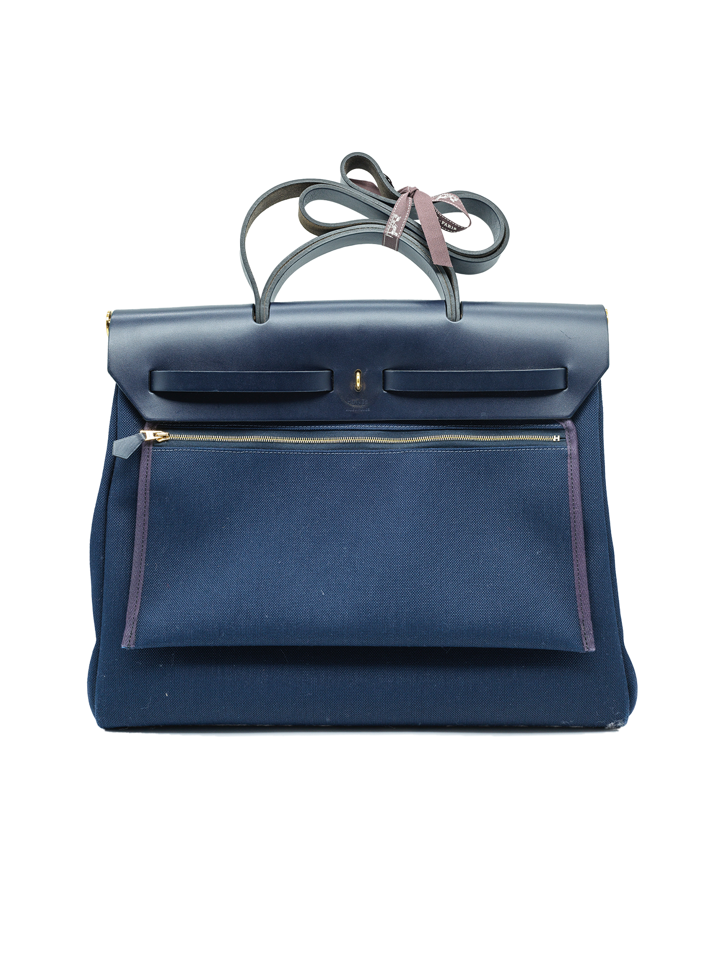 PRE-LOVED HERMÈS HERBAG 31 TOILE BLEU MARINE GHW