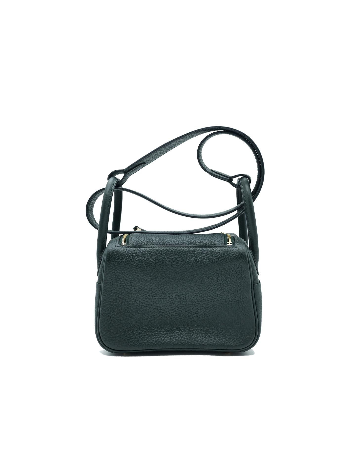 PRE-LOVED HERMÈS MINI LINDY TAURILLON CLEMENCE VERT FONCE GHW