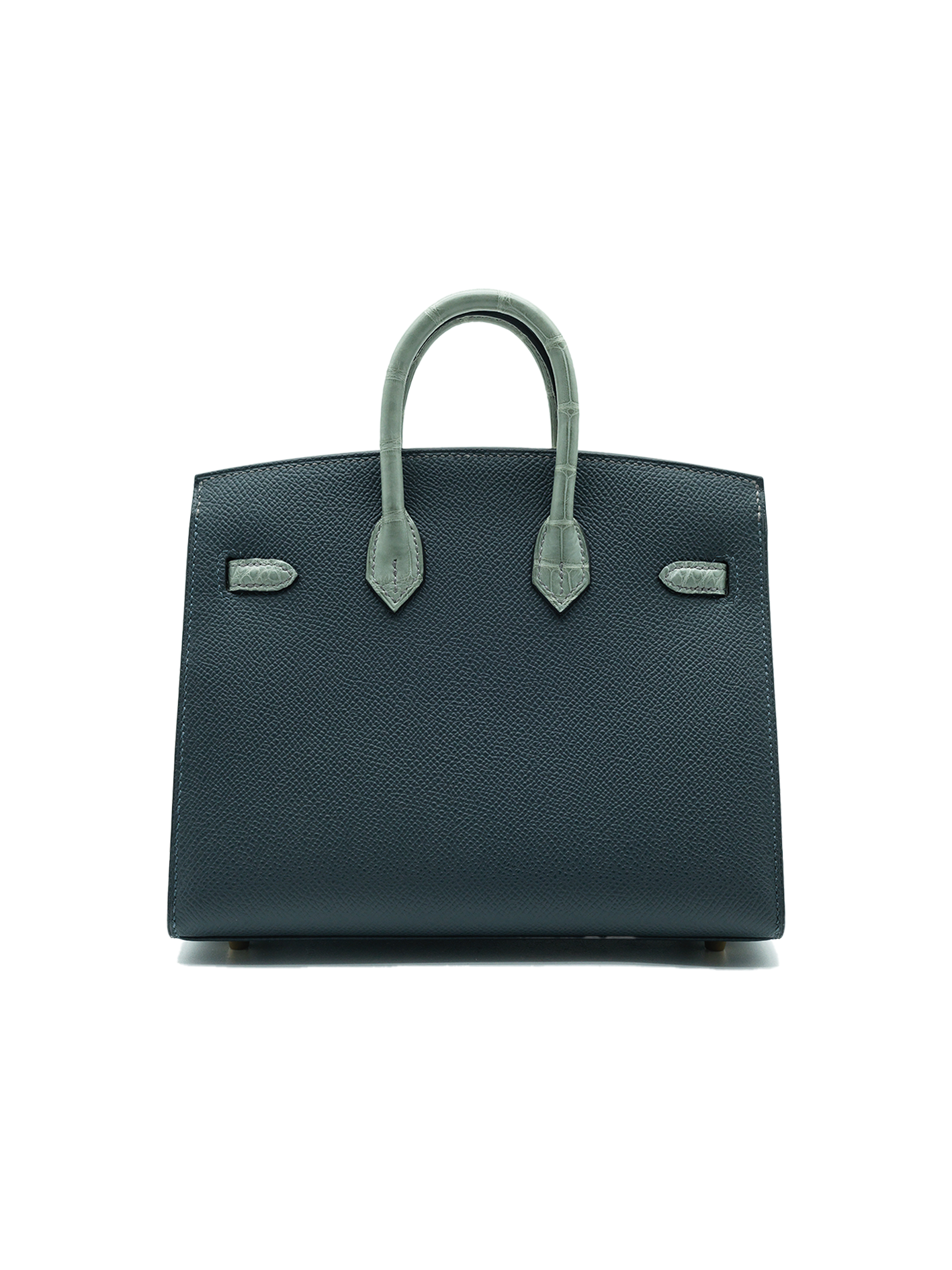 NEW HERMÈS FAUBOURG BIRKIN 20 GRIS CIMENT MATTE ALLIGATOR/ GRIS MISTY CRAIE EPSOM/ ORANGE H BLACK SWIFT PBHW