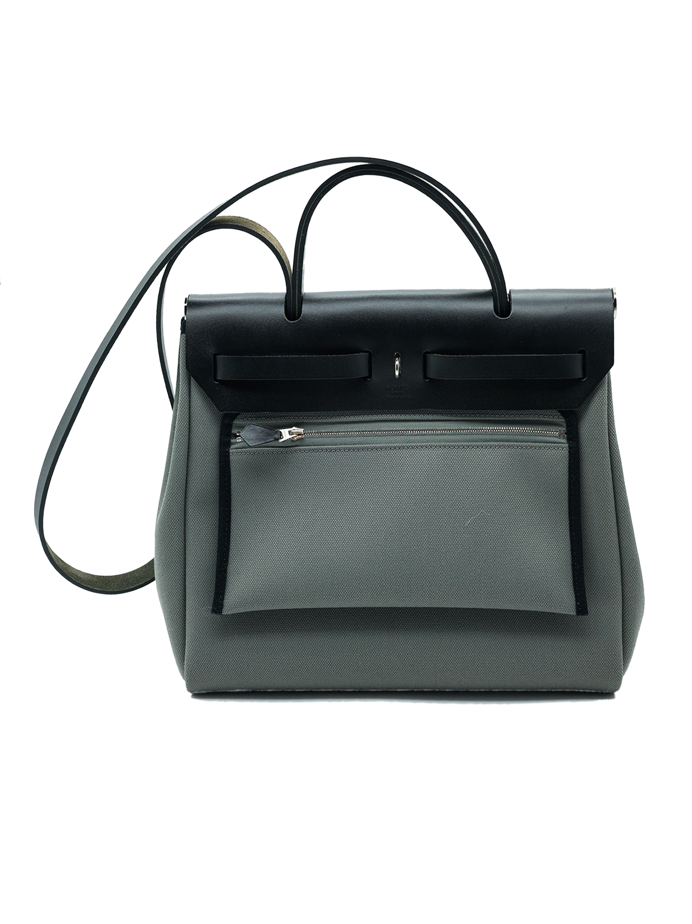 PRE-LOVED HERMÈS HERBAG 31 TOILE GRIS FUME/ EBENE/ BLACK PHW