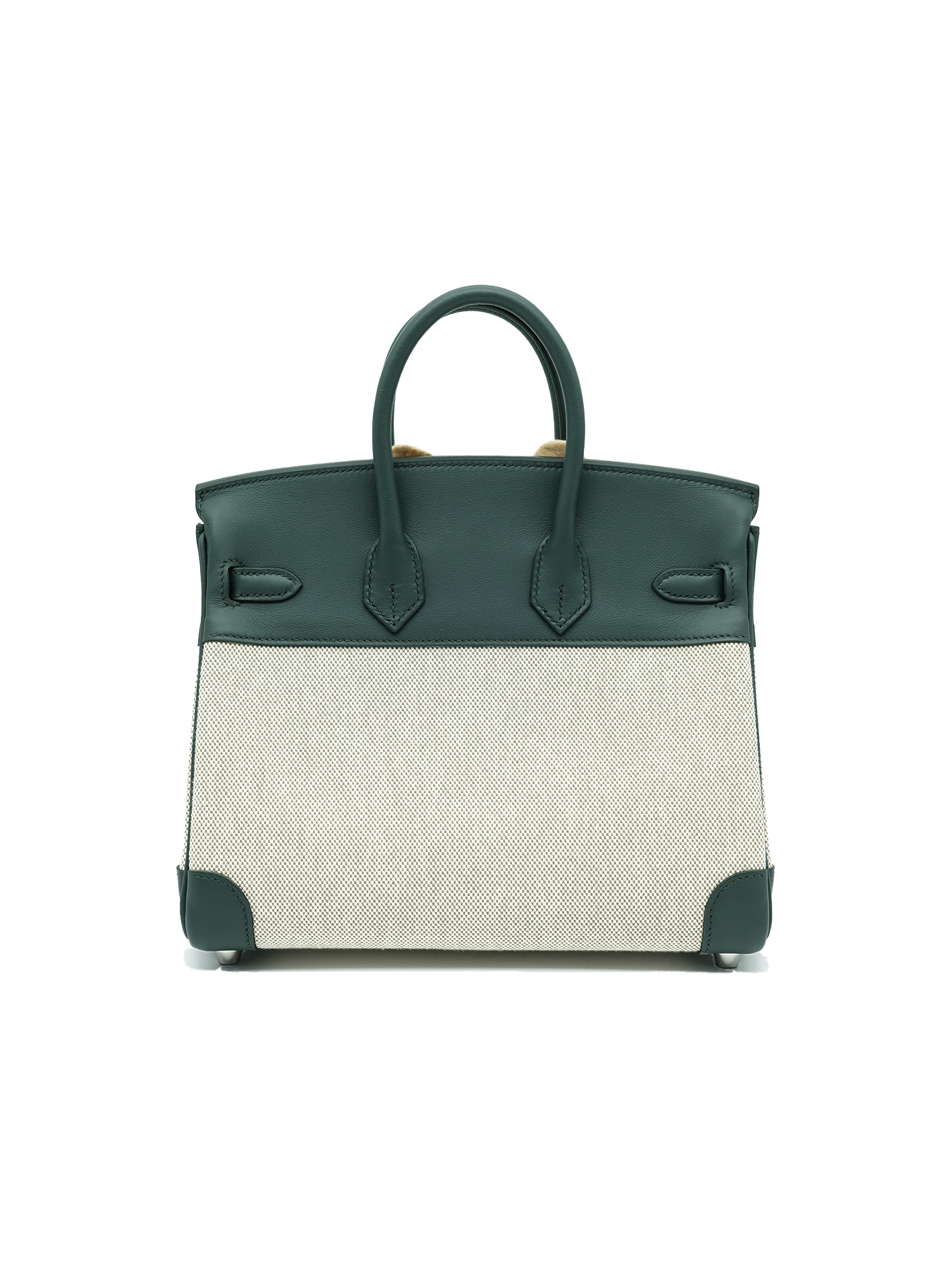 NEW HERMÈS BIRKIN 25 TOILE VERT MANGROVE PHW
