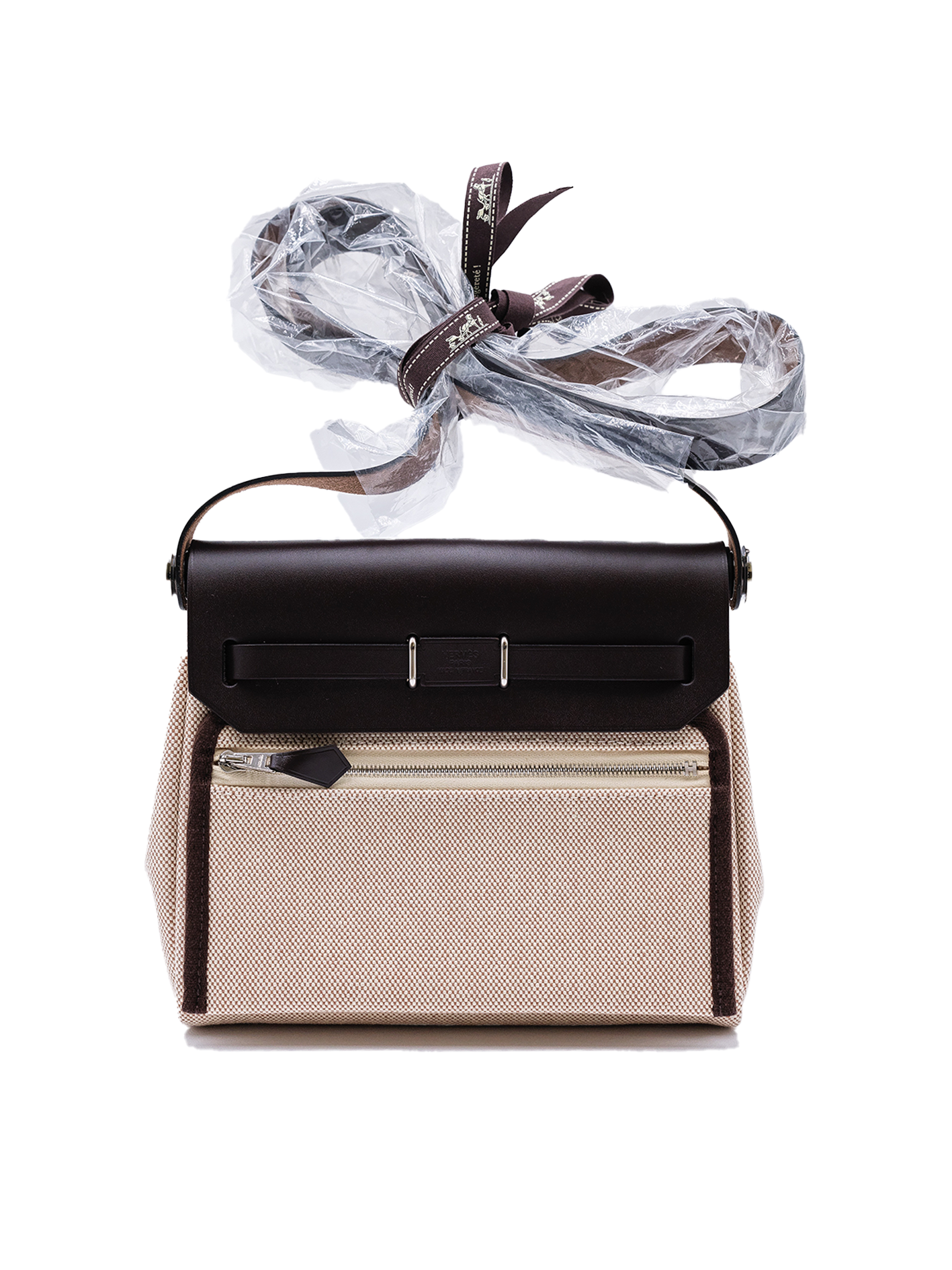 NEW HERMES MINI HERBAG TOILE EBENE PHW
