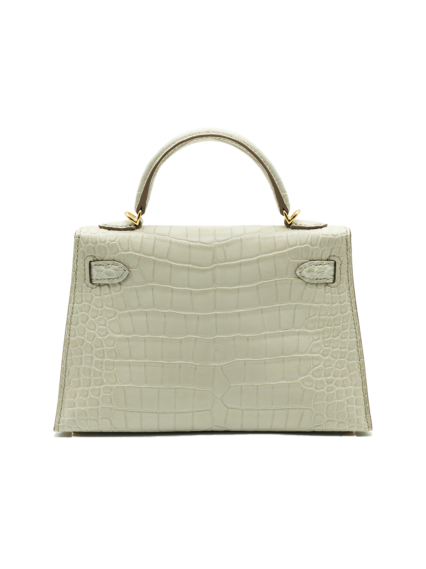 NEW HERMÈS MINI KELLY II ALLIGATOR CROCODILE BETON GHW