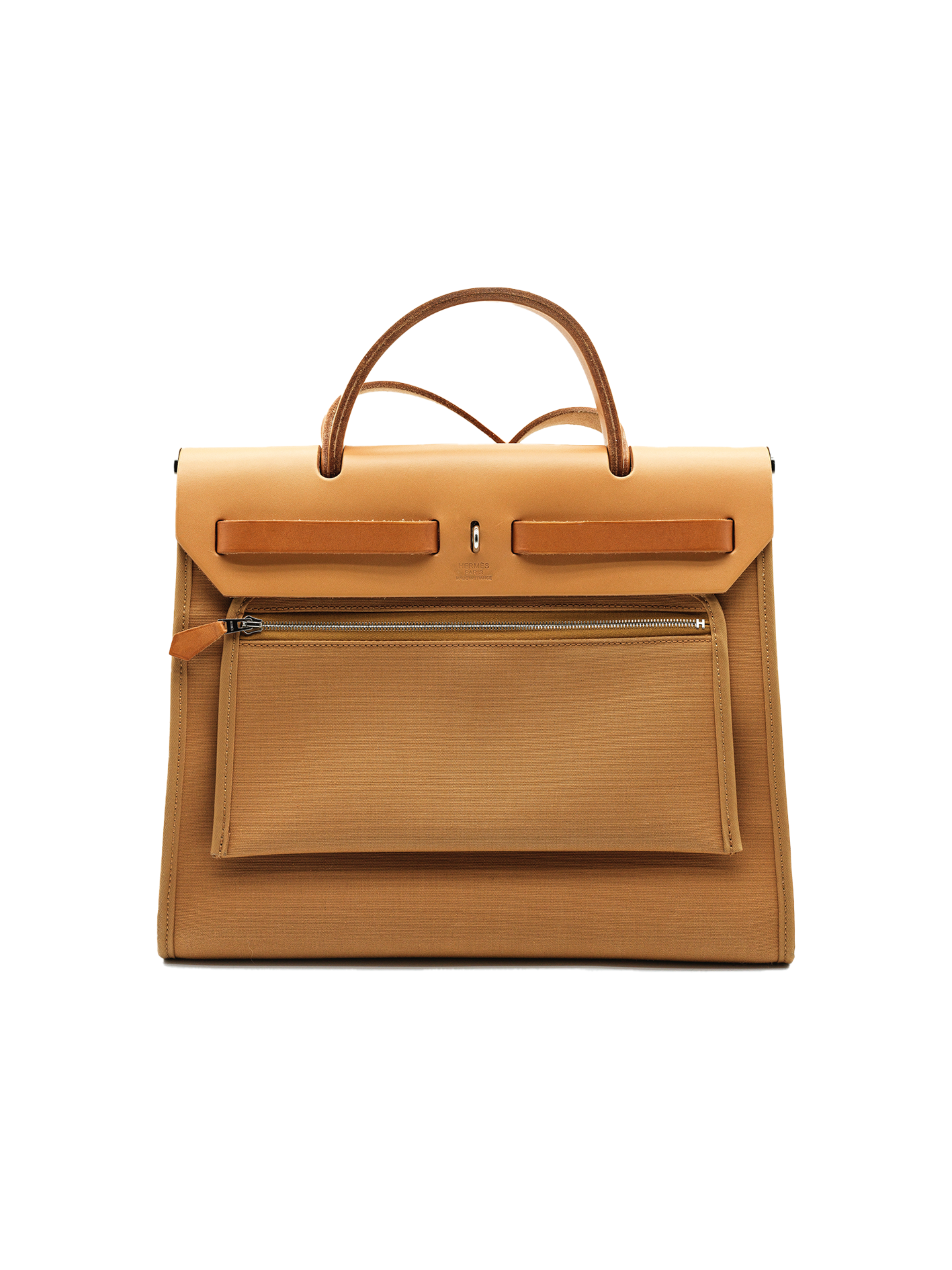 PRE-LOVED HERMES HERBAG 31 ZIP TOILE DUNE/ NATURAL SABLE PHW