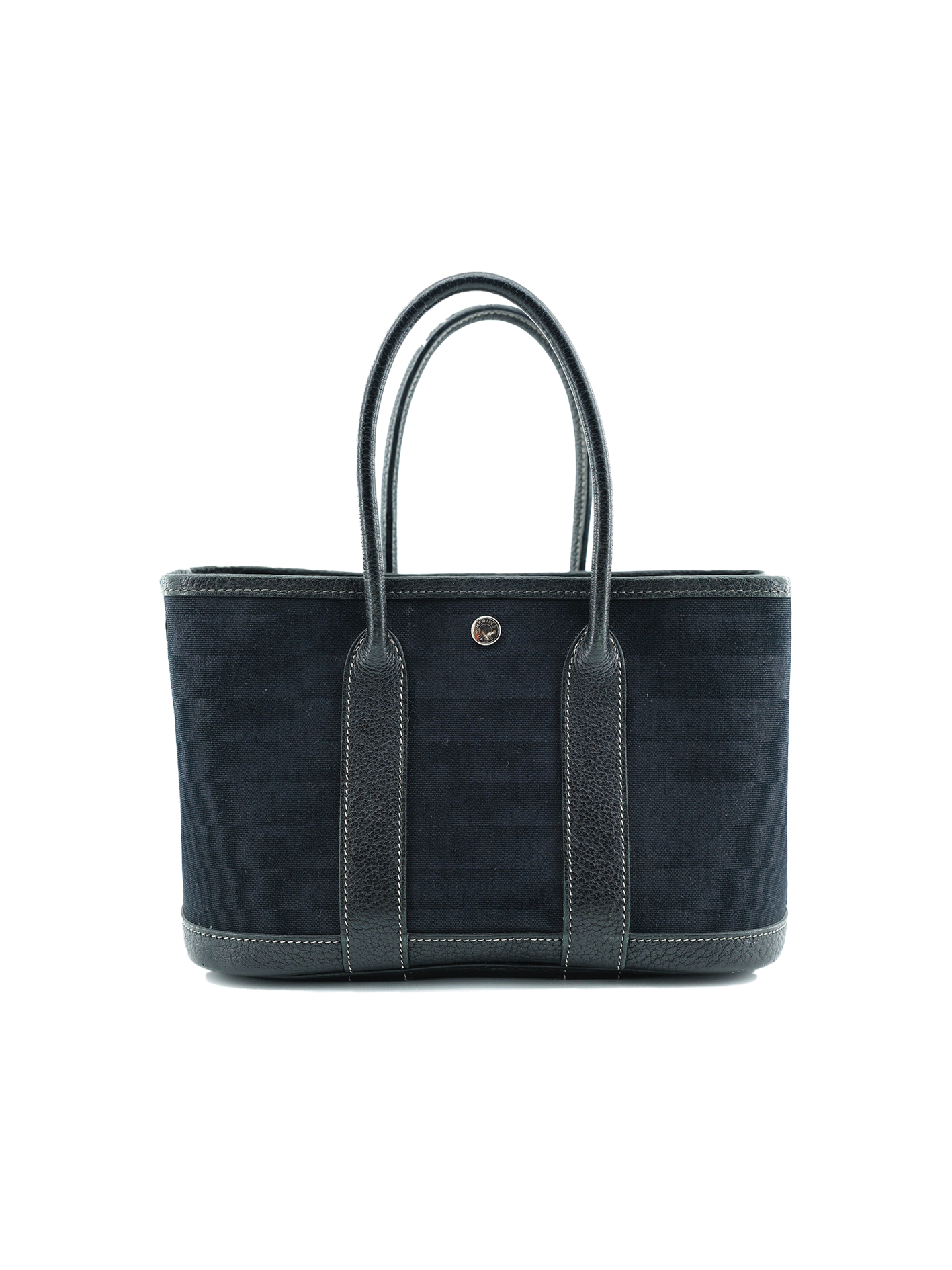 PRE-LOVED HERMÈS MINI GARDEN PARTY TOILE/ TAURILLON CLEMENCE BLACK PHW