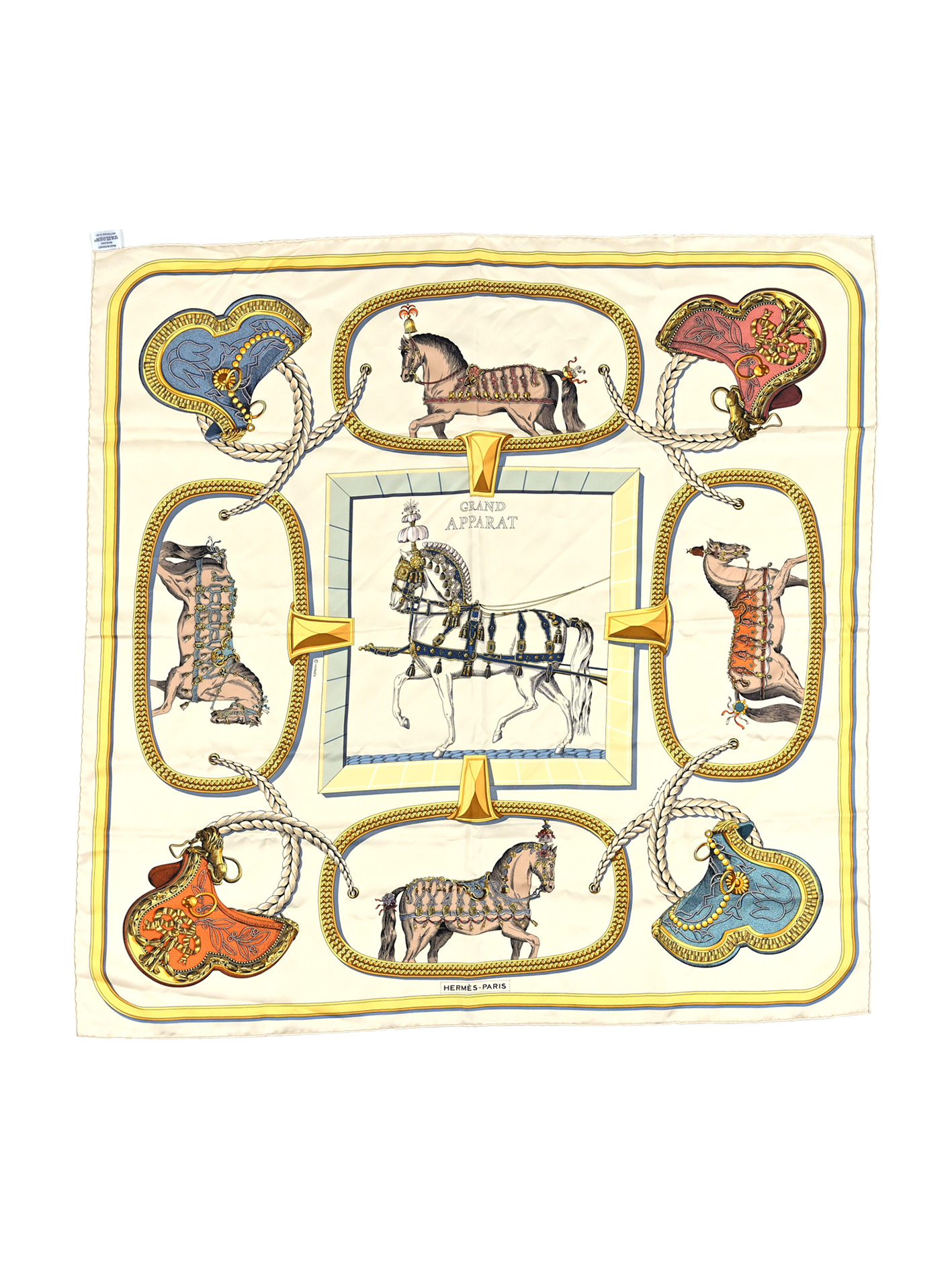 NEW HERMÈS CARRE SCARF GRANO APPARAT CRÈME 90 CM