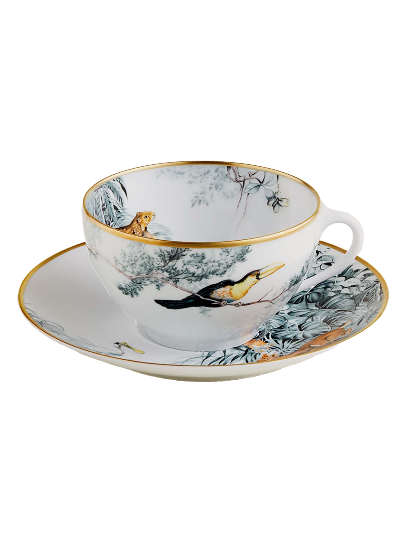 NEW HERMÈS CARNETS D’EQUATEUR BREAKFAST CUP AND SAUCER – SET OF 2
