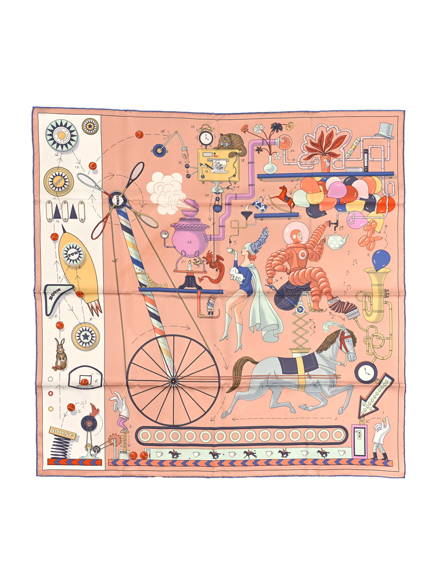 NEW HERMÈS CARRE SCARF TEA FOR TWO 90 CM