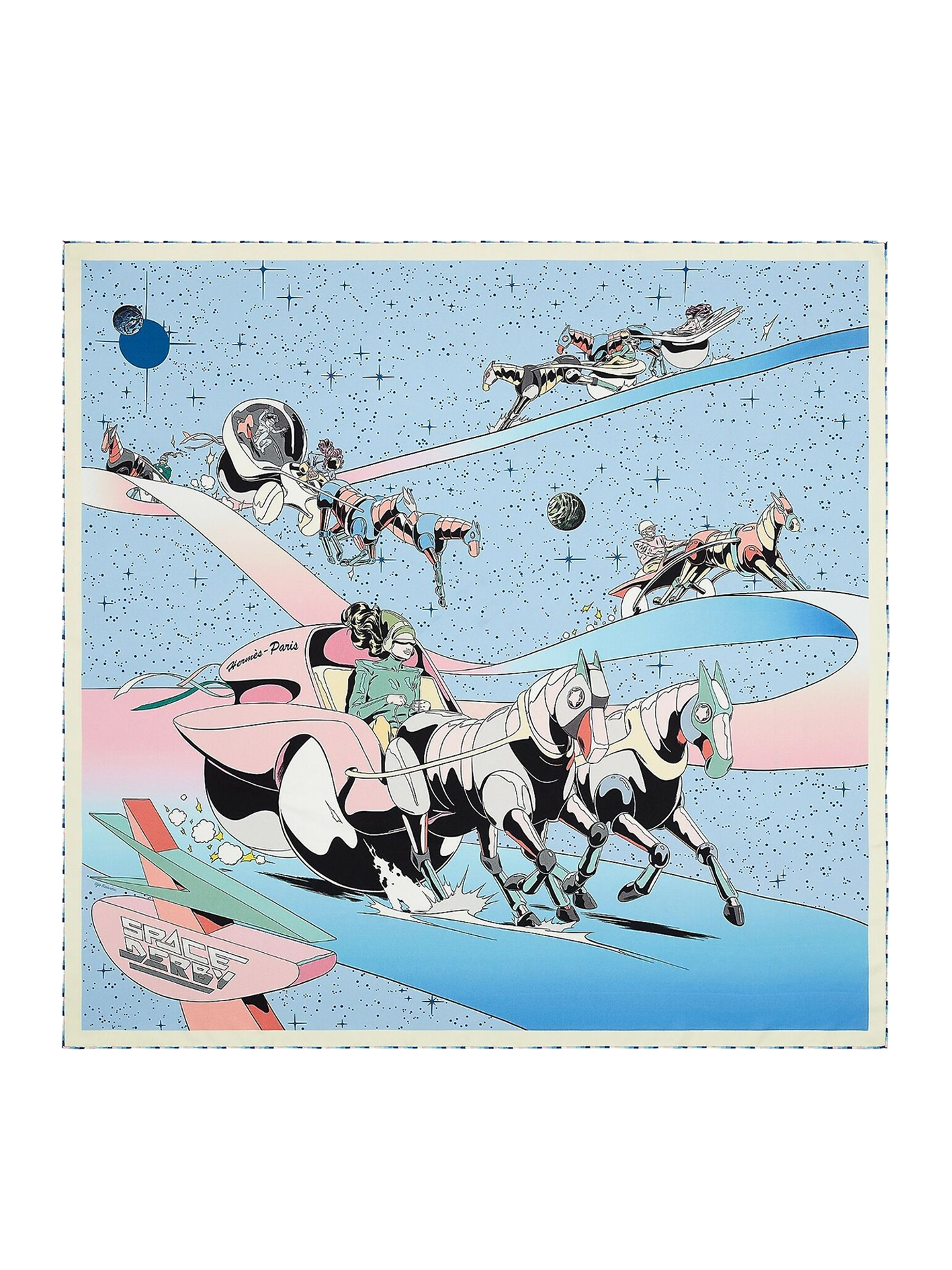 全新 SPACE DERBY CARRES 围巾 90 厘米