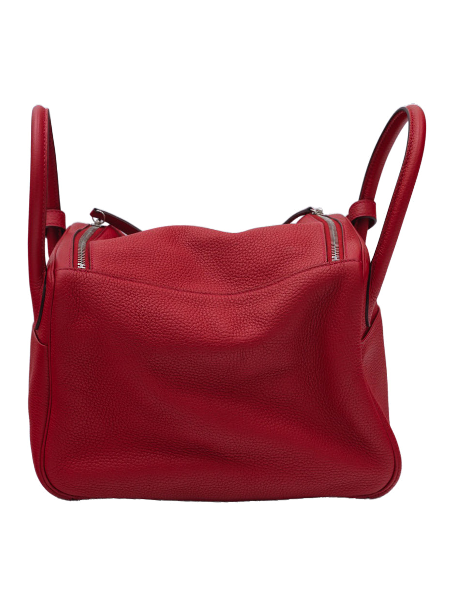 PRE-LOVED HERMES LINDY 30 TAURILLON CLEMENCE ROUGE CASAQUE PHW