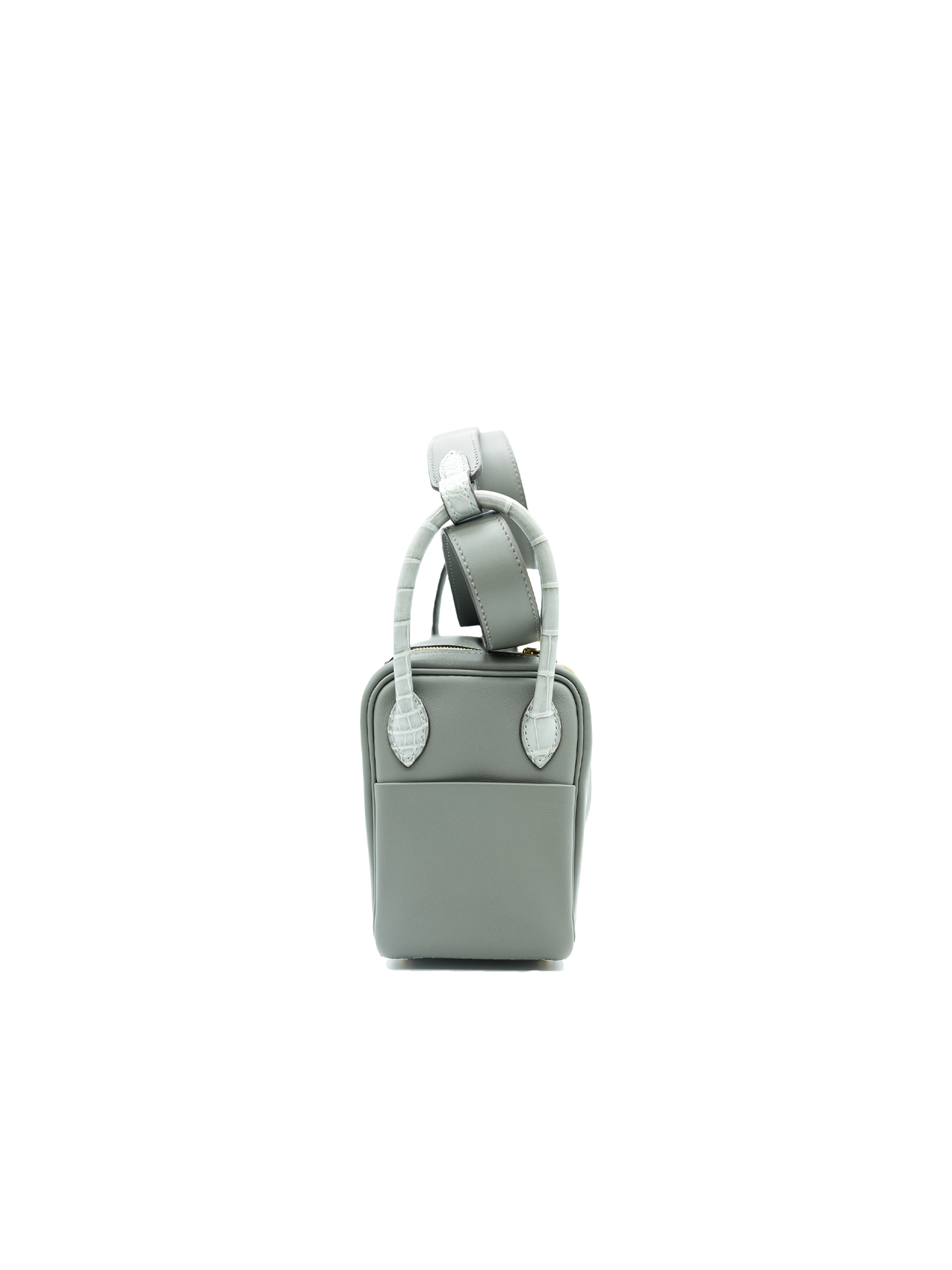PRE-LOVED HERMÈS MINI LINDY TOUCH SWIFT/ ALLIGATOR CROCODILE GRIS MEYER/ GRIS PERLE GHW