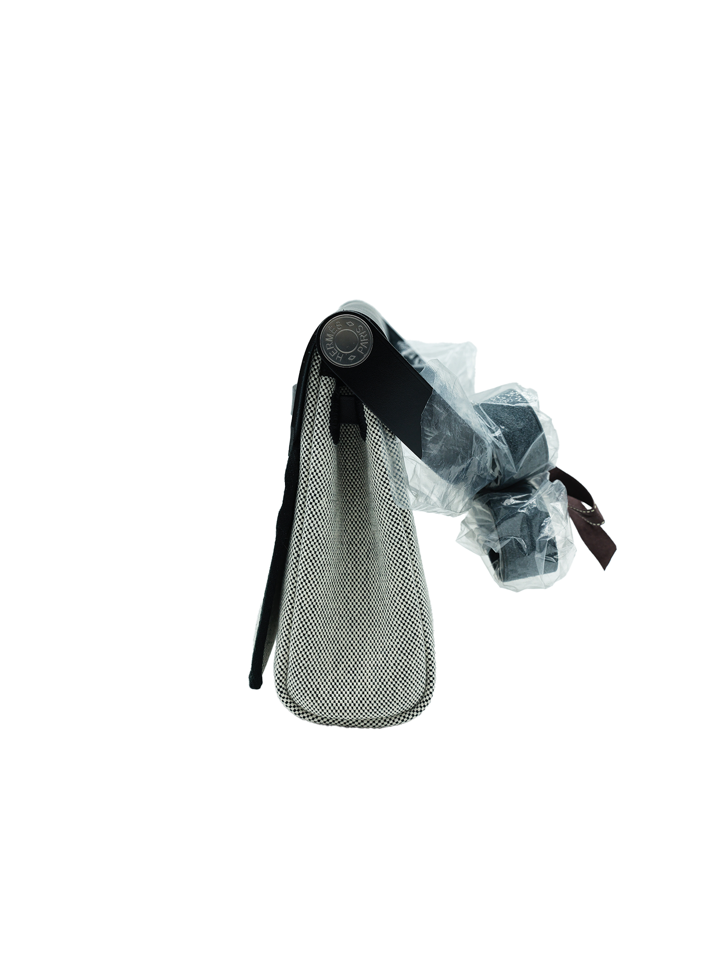 NEW HERMÈS MINI HERBAG TOILE BLACK/ ECRU PHW