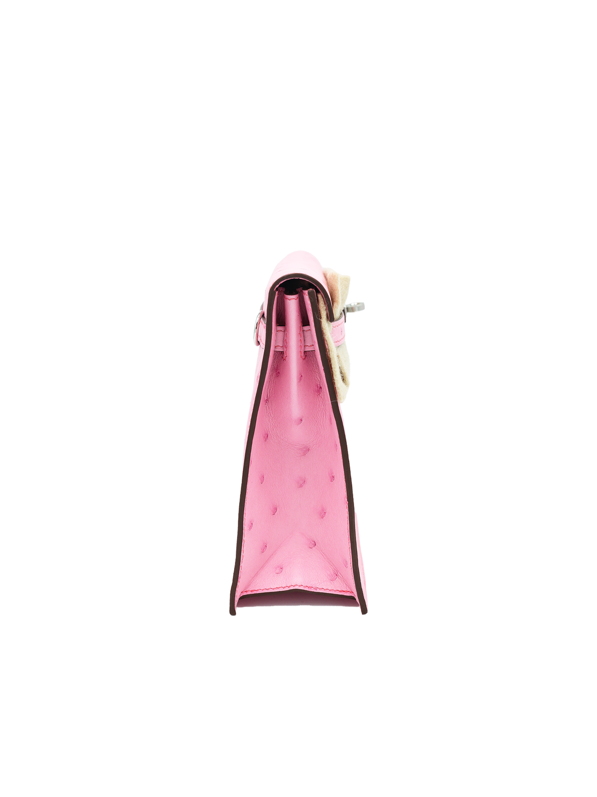 NEW HERMÈS KELLY DANSE OSTRICH ROSE BUBBLEGUM PHW