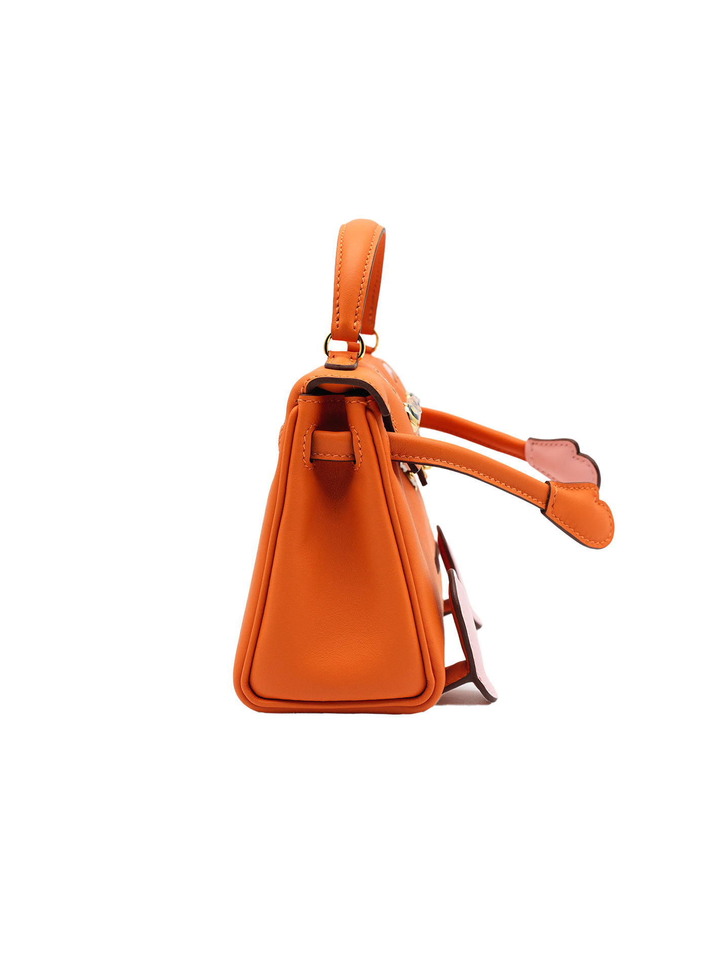 NEW HERMÈS QUELLE IDOLE KELLY DOLL SWIFT ORANGE/ ROSE SAKURA GHW