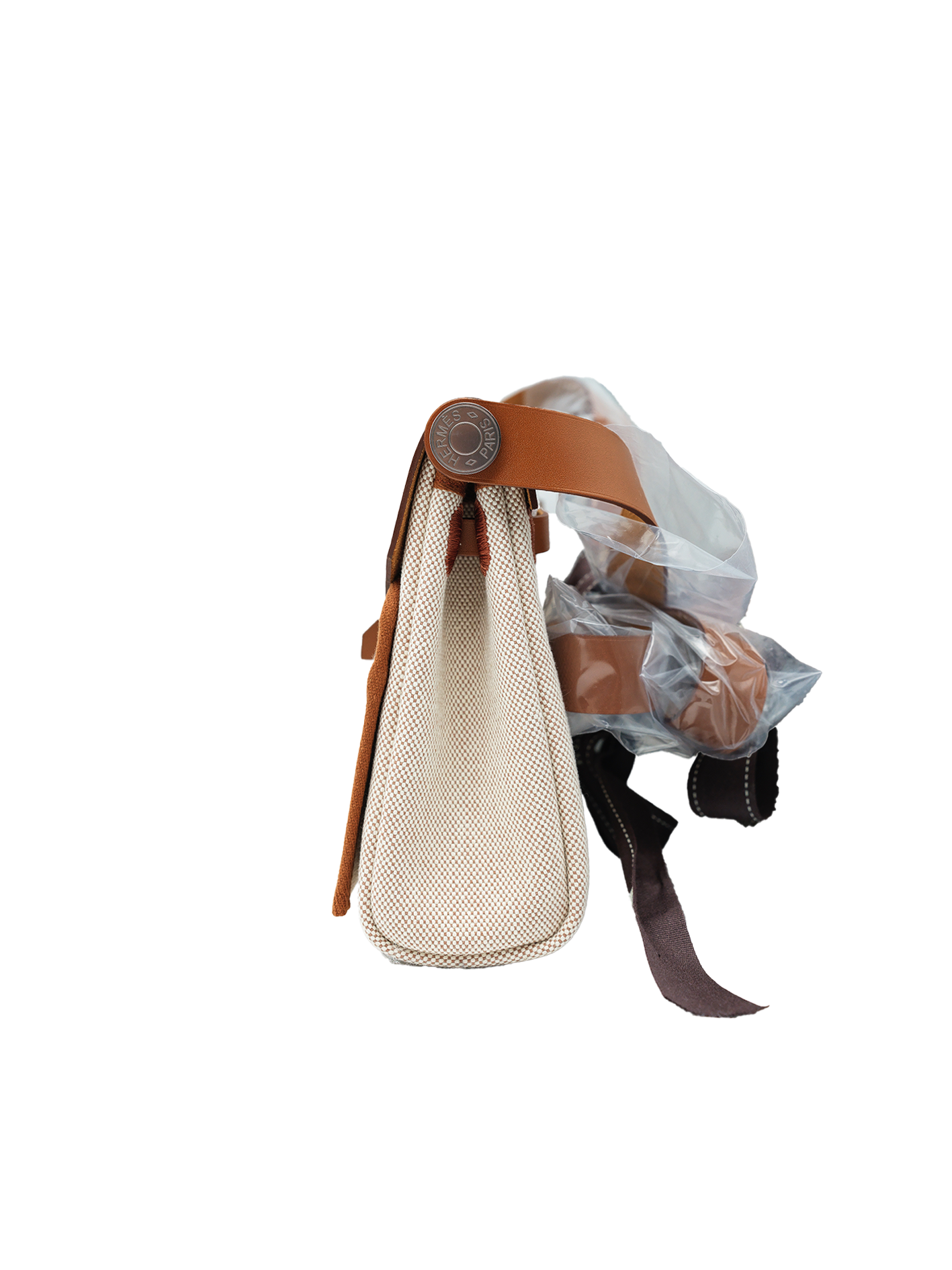NEW HERMÈS MINI HERBAG TOILE/ SWIFT FAUVE PHW