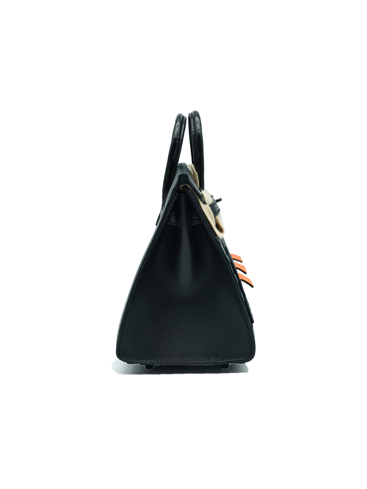 NEW HERMÈS FAUBOURG BIRKIN 20 BLACK MADAM MATTE ALLIGATOR/ JAUNE AMBRE ORANGE H MYSORE BLACK SWIFT BPHW