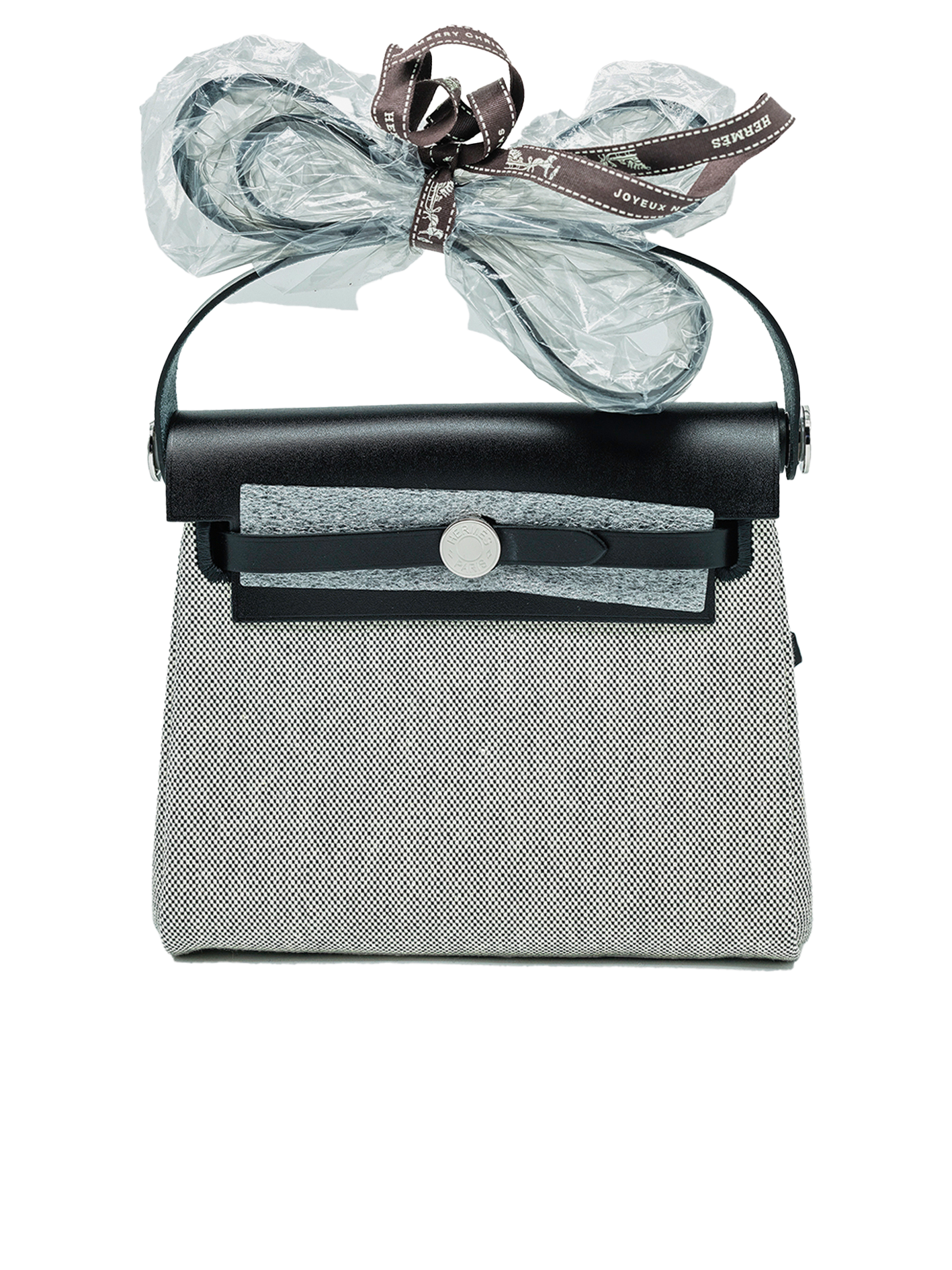 NEW HERMÈS MINI HERBAG TOILE BLACK PHW