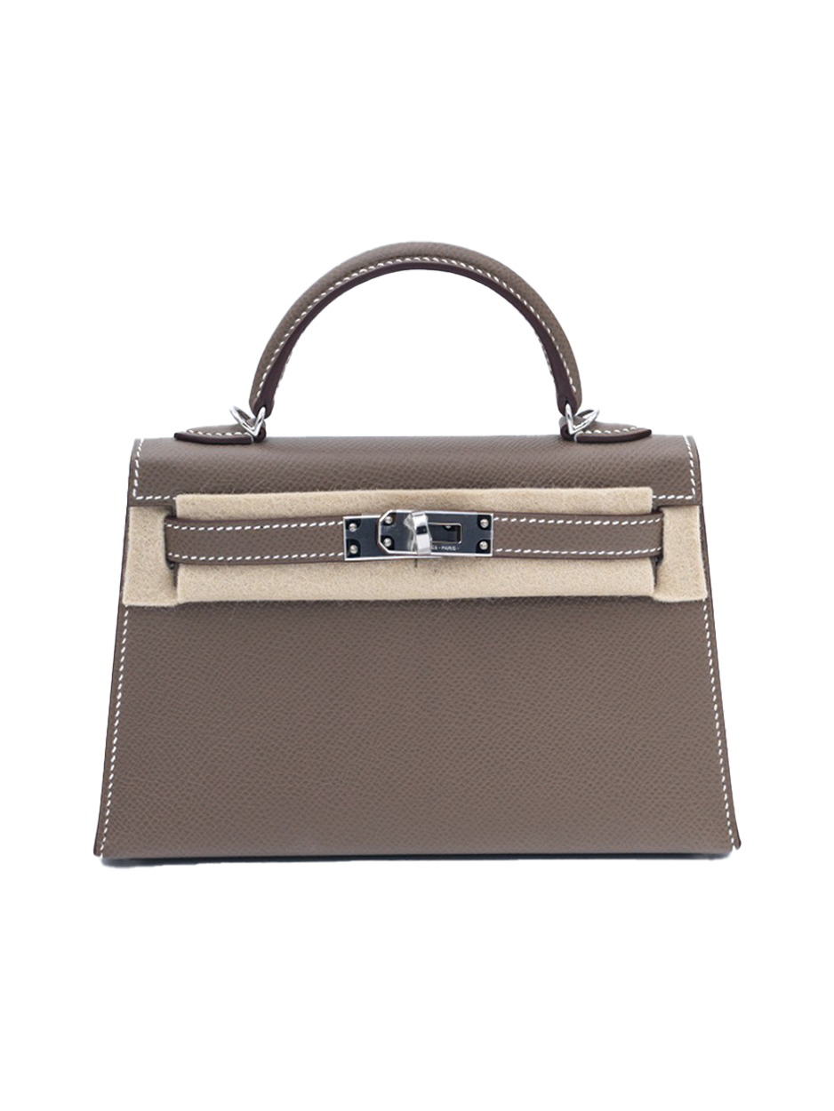 NEW HERMES MINI KELLY II EPSOM ETOUPE PHW