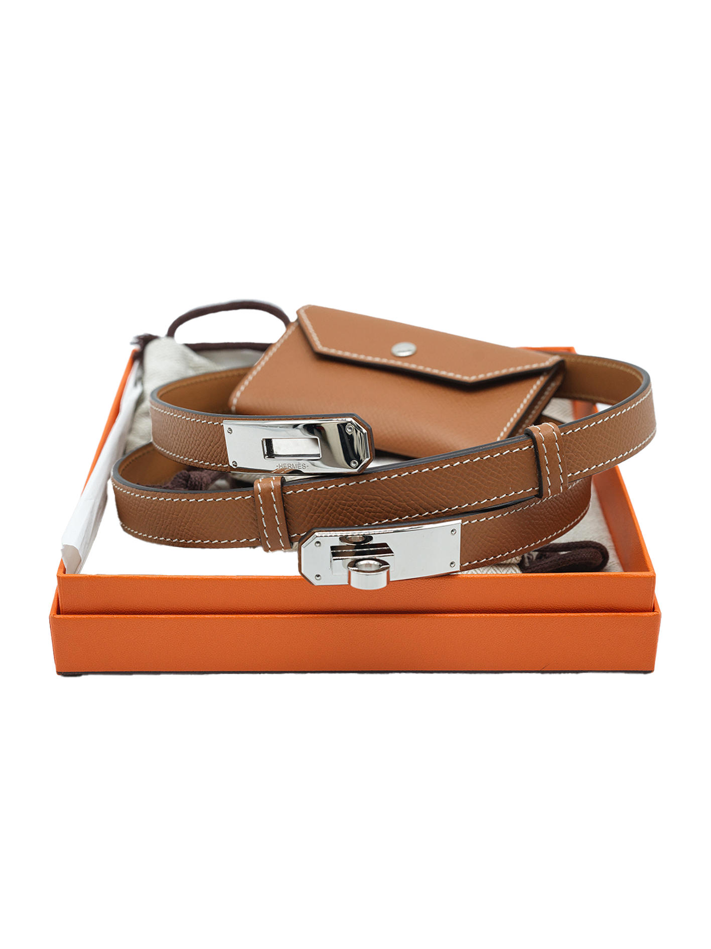 NEW HERMÈS KELLY POCKET 18 BELT EPSOM GOLD GHW