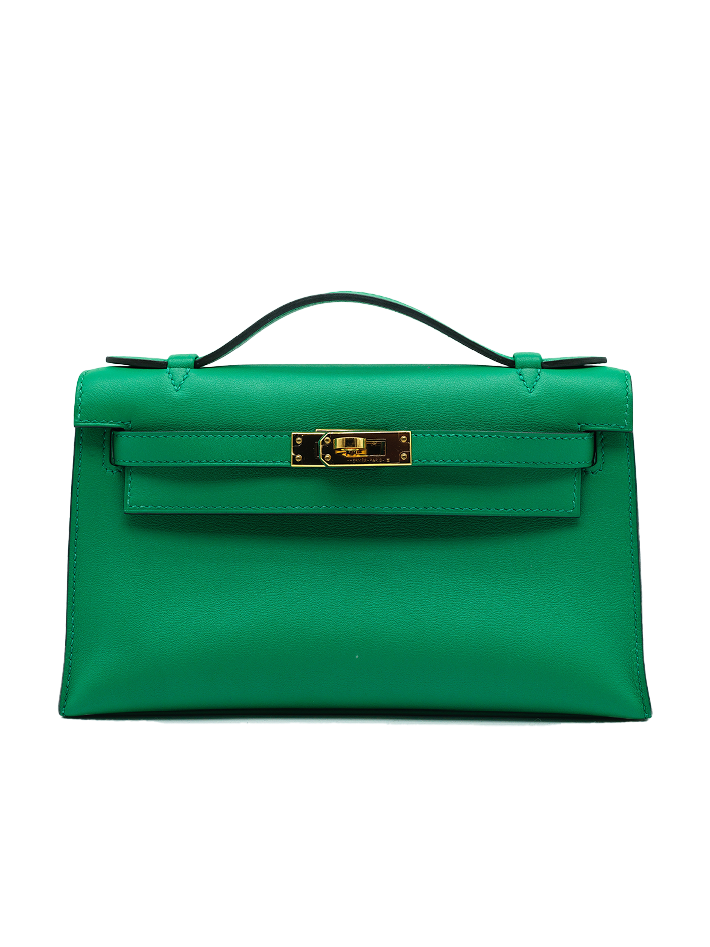 PRE-LOVED HERMÈS KELLY POCHETTE SWIFT VERT VERTIGO GHW