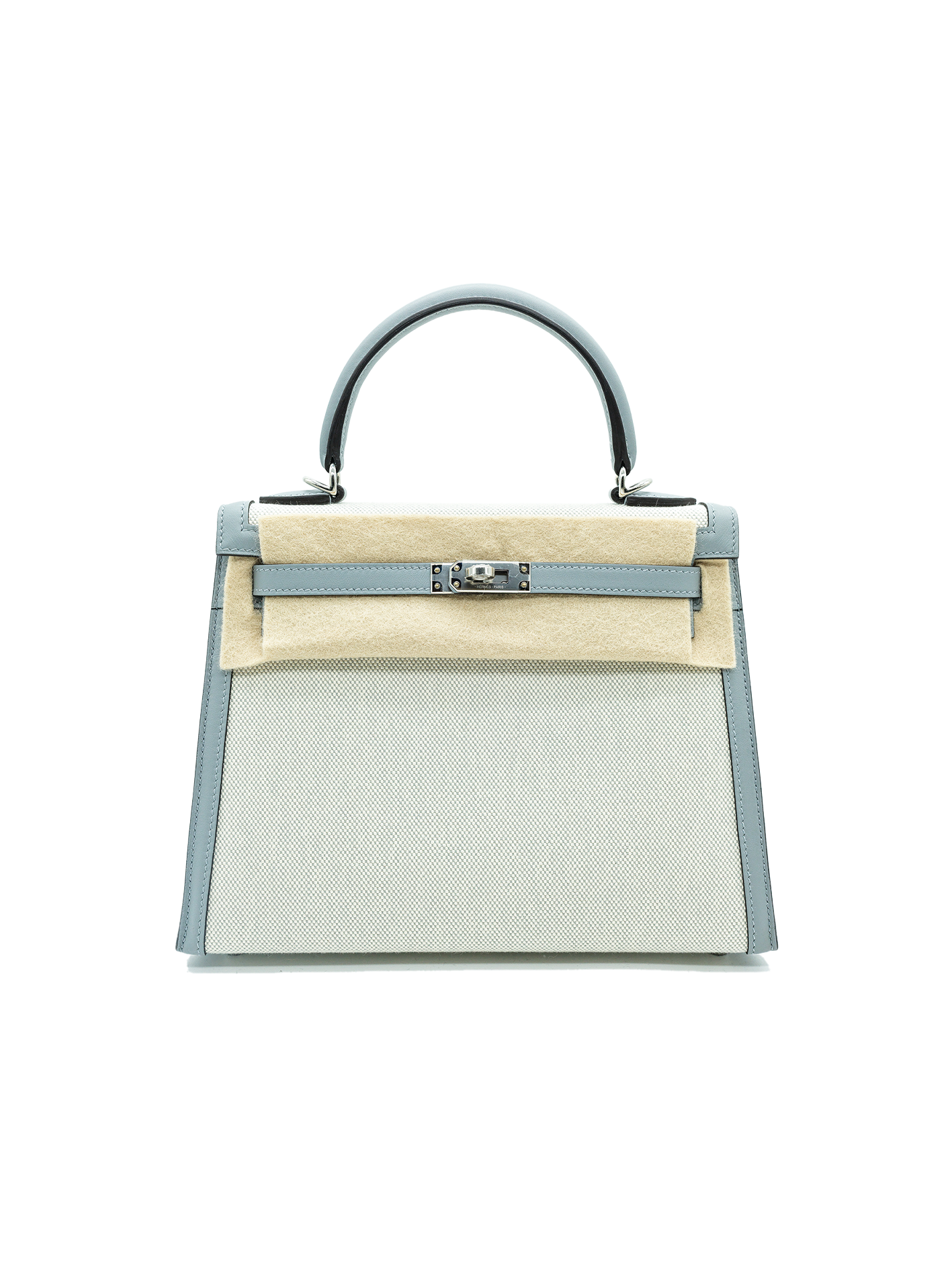 NEW HERMÈS KELLY 25 TOILE/ SWIFT GRIS PANTIN PHW