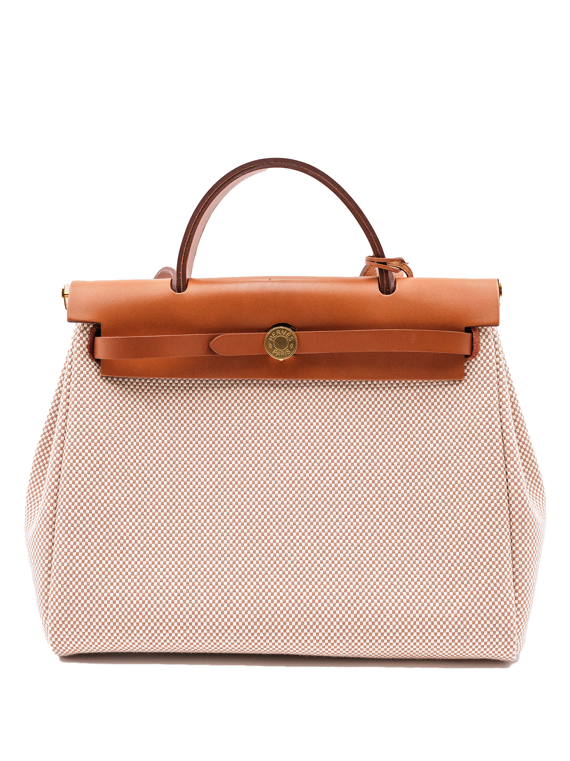 二手 HERBAG 31 TOILE ECRU BEIGE/ FAUVE GHW