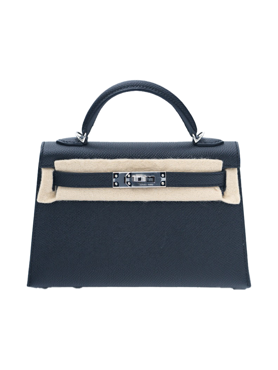 USED HERMES MINI KELLY II EPSOM BLACK PHW